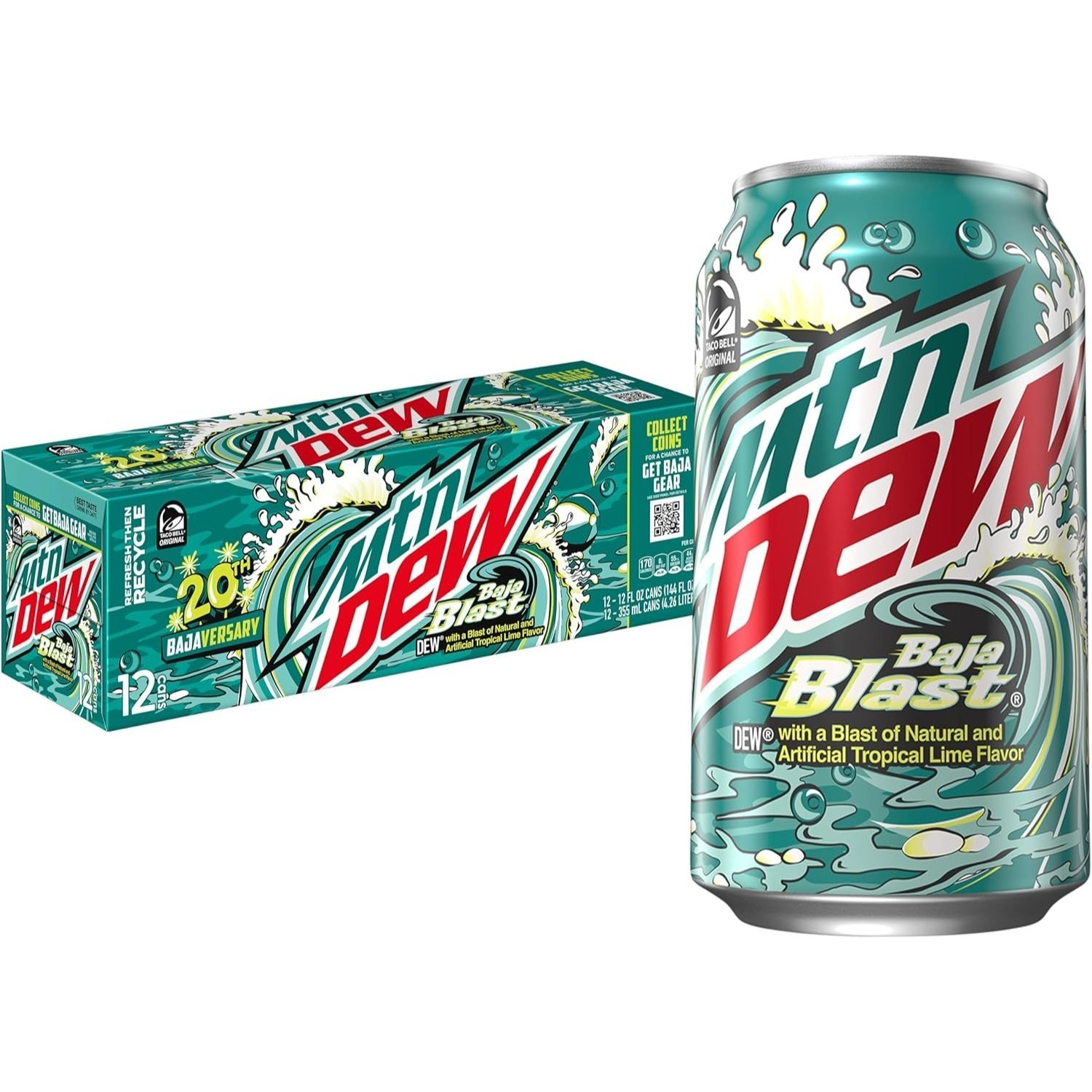 TEMU Baja Blast Drink (pack Of 12) Energy Drink Each 355 Ml