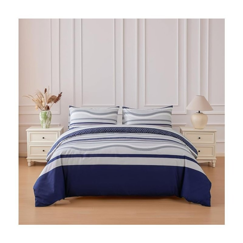 TEMU Nórdica para Cama Juego de3 Piezas Estampada - de Edredón 120x220cm ,220 x240cm,260 x240cmy 2 de Almohada 50x75cm - Microfibra y Transpirable,