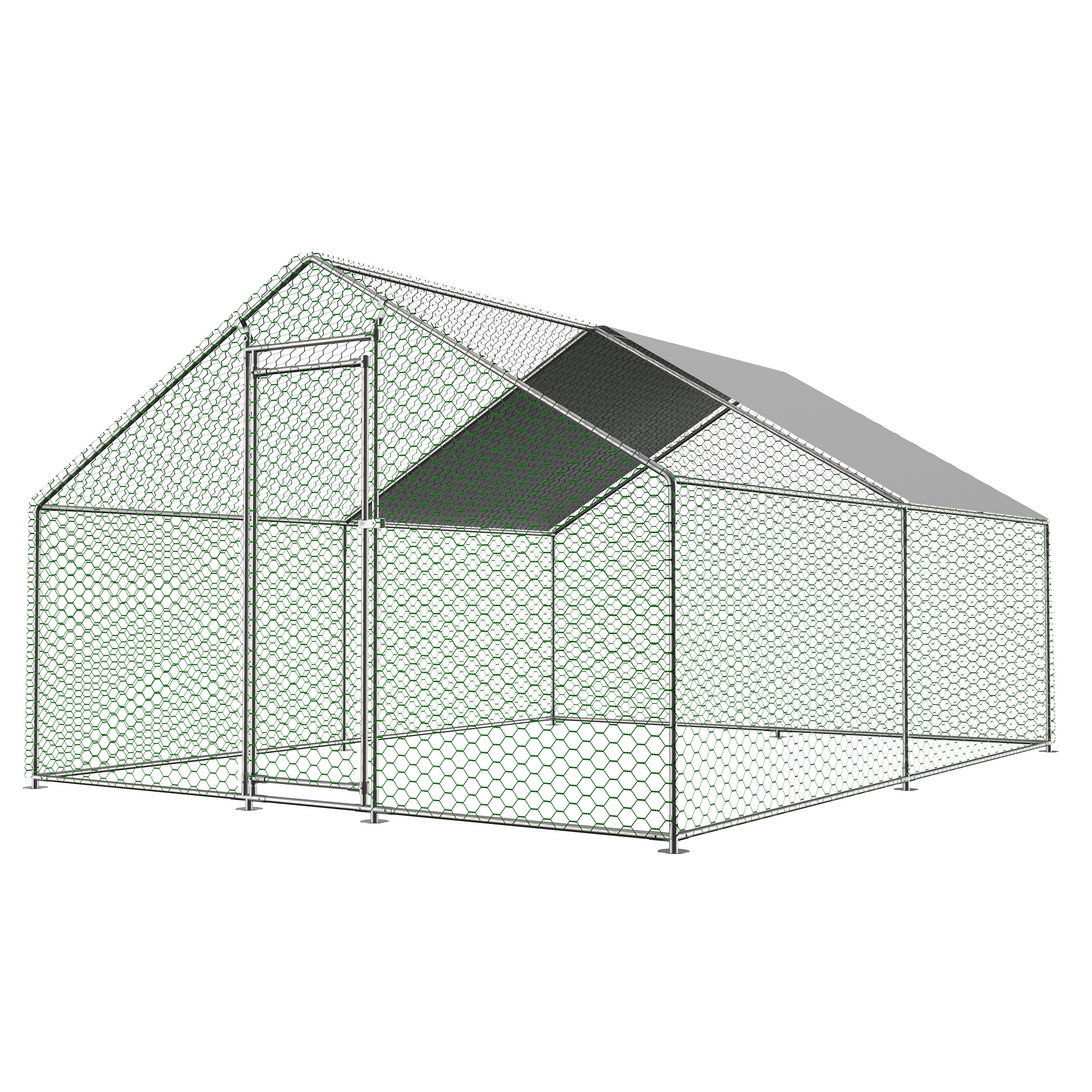 Image of 3x4m Chicken Coop Chicken Cage Outdoor Enclosure For Free-range Farming, Outdoor Enclosure With Safety Lock, Coated Net And Pe Roof, Enclosure For Chickens, Ducks, Rabbits And Other Small Animals