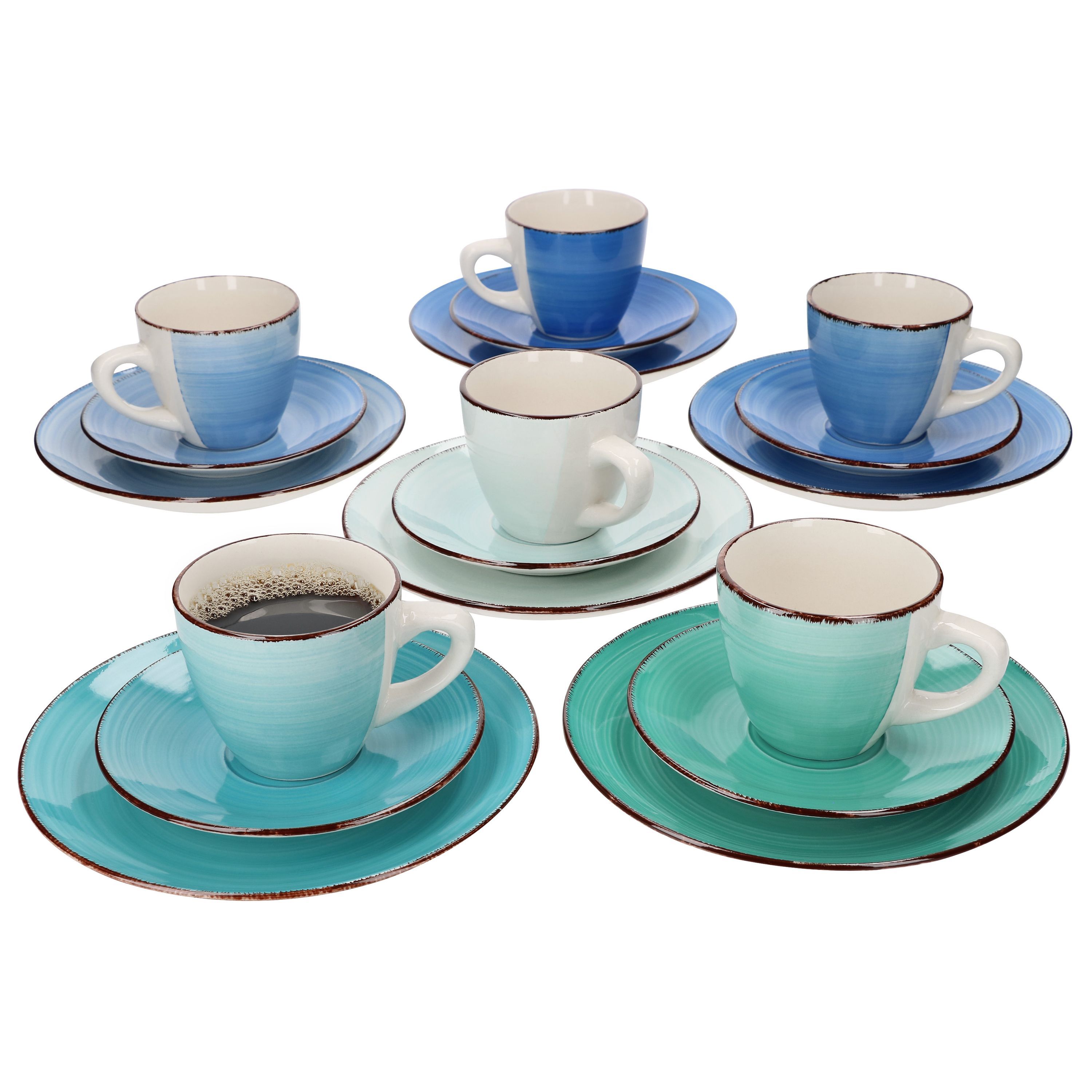 18pcs Coffee Set Blue For 6 Different Blue Shades