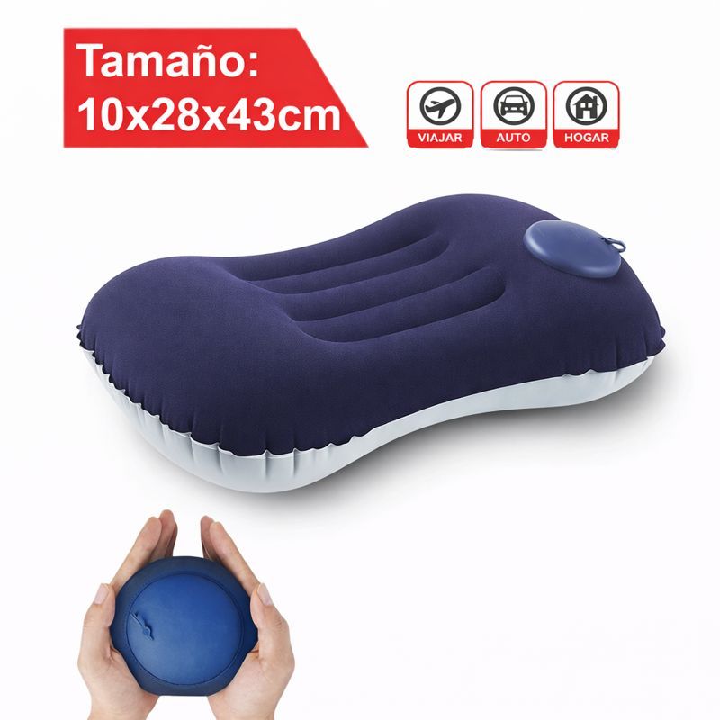 TEMU Almohada inflable portátil ergonómica para viaje, coche y hogar, almohada plegable con válvula de aire, cómoda y