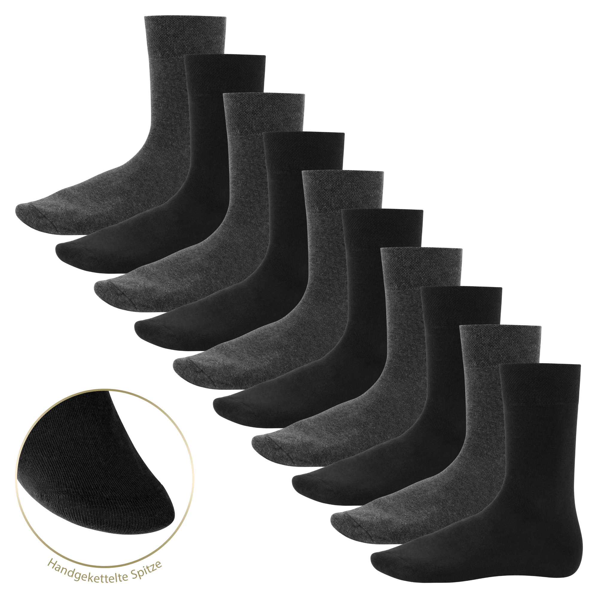 Image of 10 Pairs Of Men's Cotton Socks With Hand-rolled Flat Toe