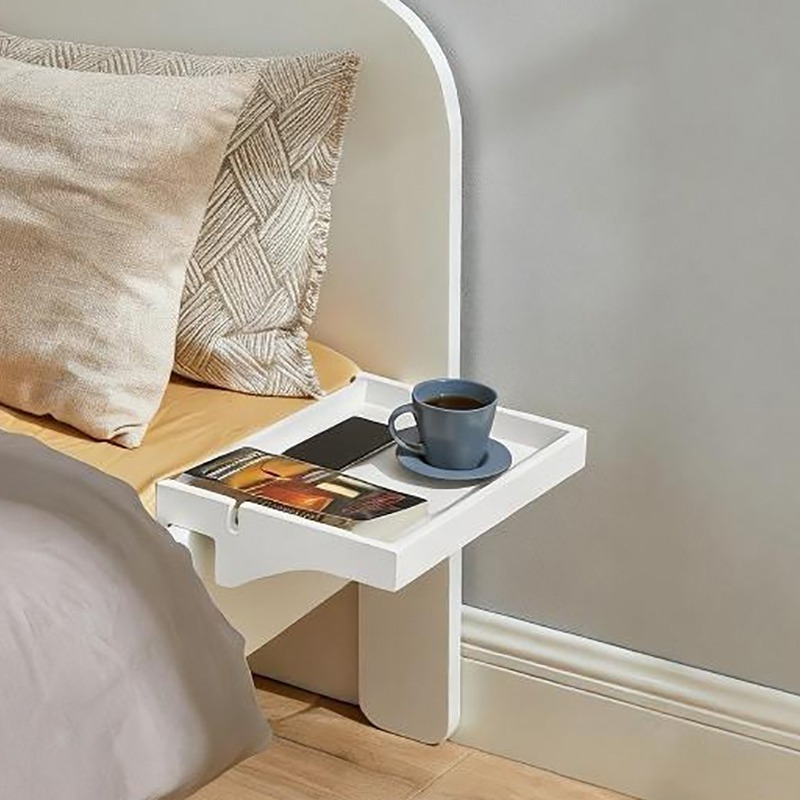 TEMU 1pièce de barre de lit pliable avec prises de câble, plateau de lit en bambou pour livres, smartphone et lunettes, convient aux cadres de lit de