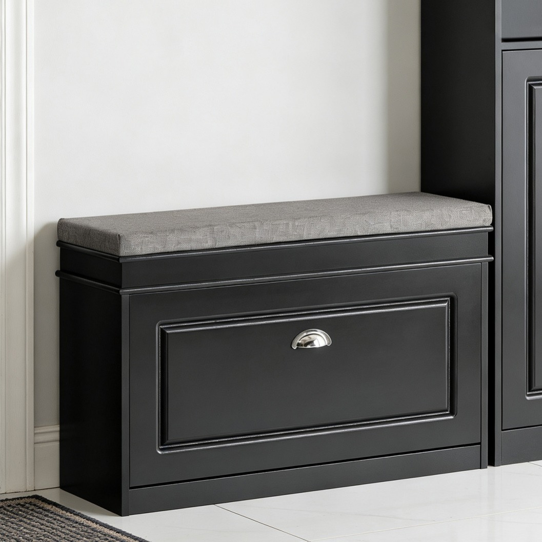 TEMU Panca Porta Scarpe per con Contenitore e Seduta Imbottita, Panca con Baule, Laterale e Gancio, , 75�24�51 cm, HAOTIAN GTS93-M-TDI