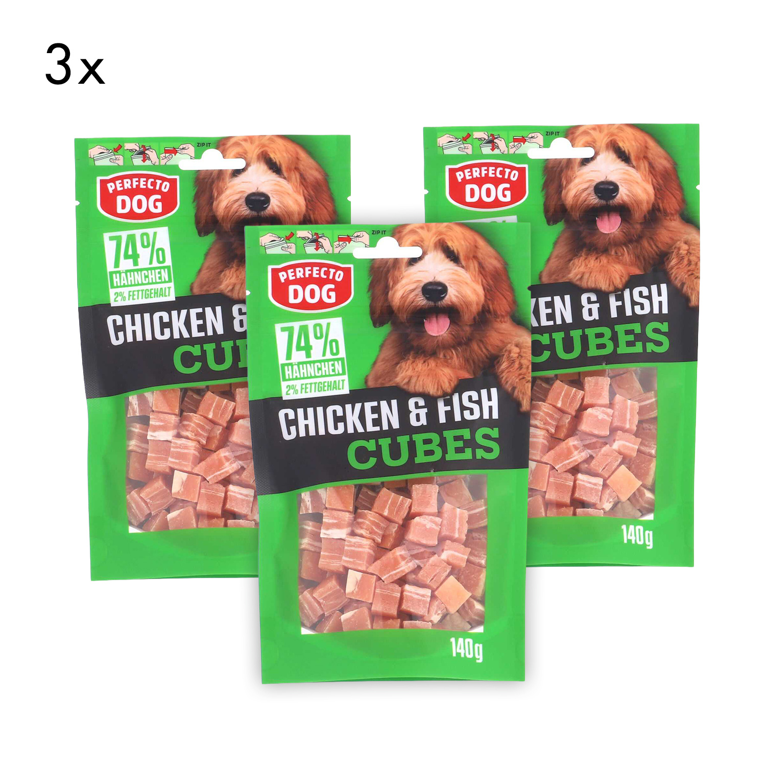 E-shop & Fish Cubes – Hunde‑Snack aus Huhn und Fisch (140 g)