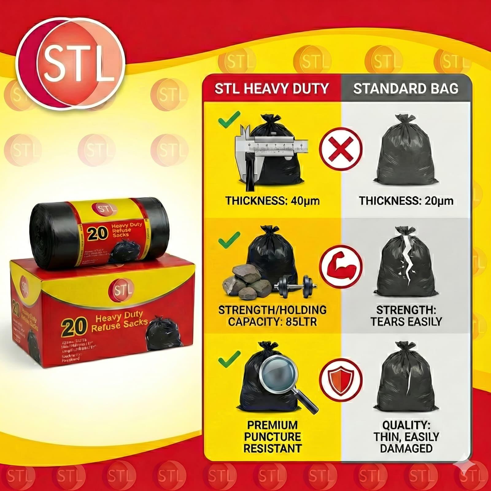 extra strong heavy duty black bin liners rubbish bags waste   garbage sacks details 0