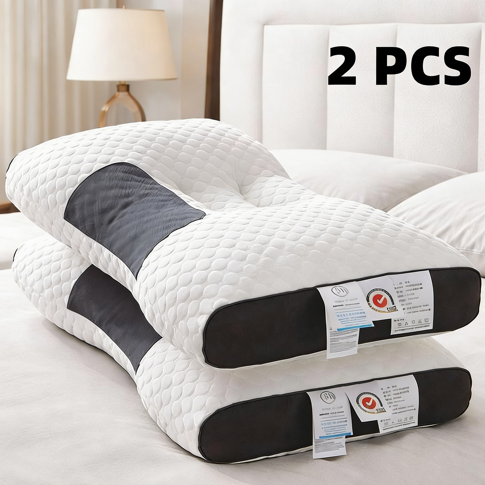 1/2pcs Sleep Pillow High Quality Core Ergonomic Contour Support Pillow Suitable for Soft Sleep,Non-collapsing High Pillow Core,Can Be Used All Year Round,Multi-Functional Bedding Pillow for Sofa, Neck, Shoulder, Side, Back & Belly