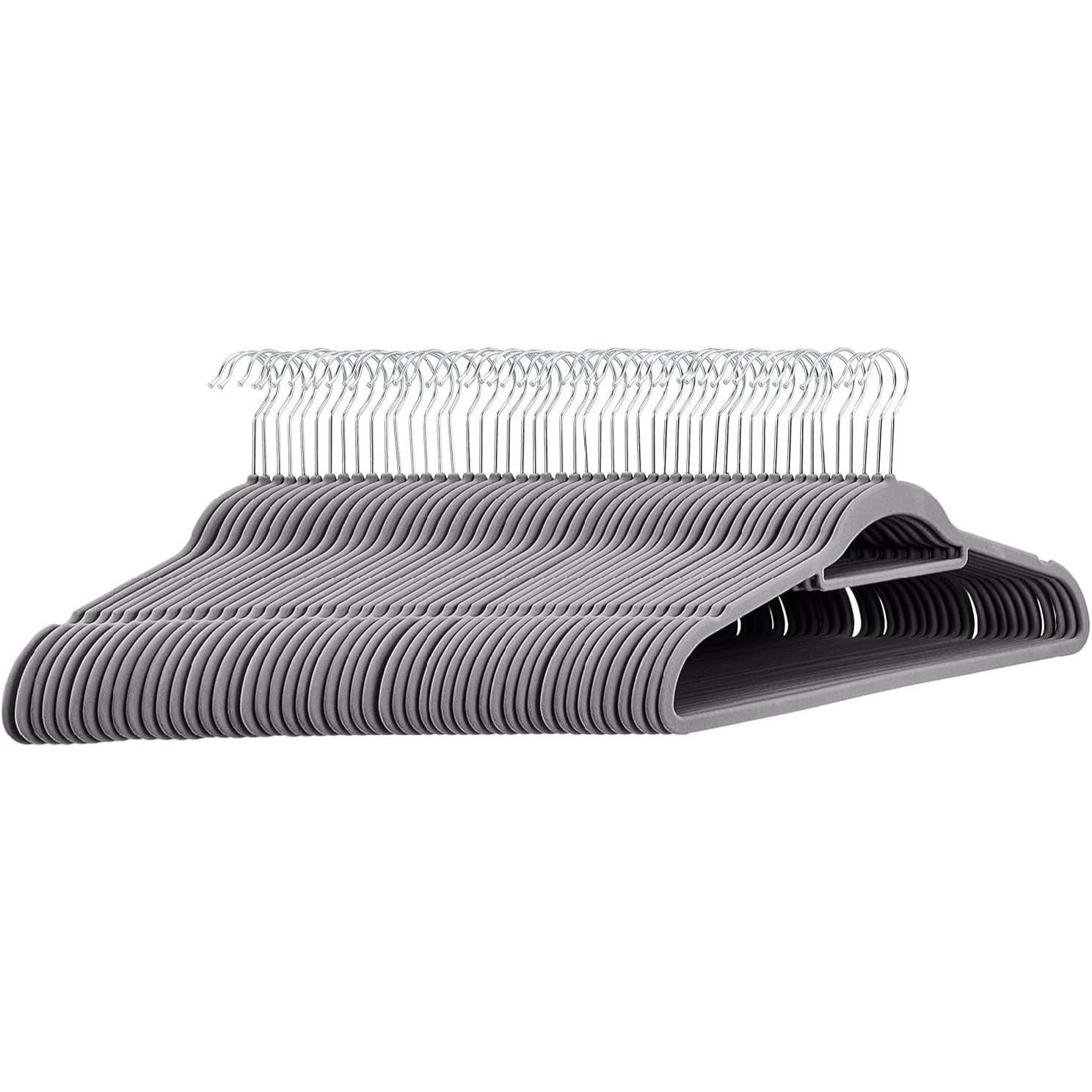 Image of Velvet Hangers 50-piece Set – Hangers With Non-slip Plastic Core, Pant Clip, Notches & 360° Hooks For Suits, Shirts & Jackets