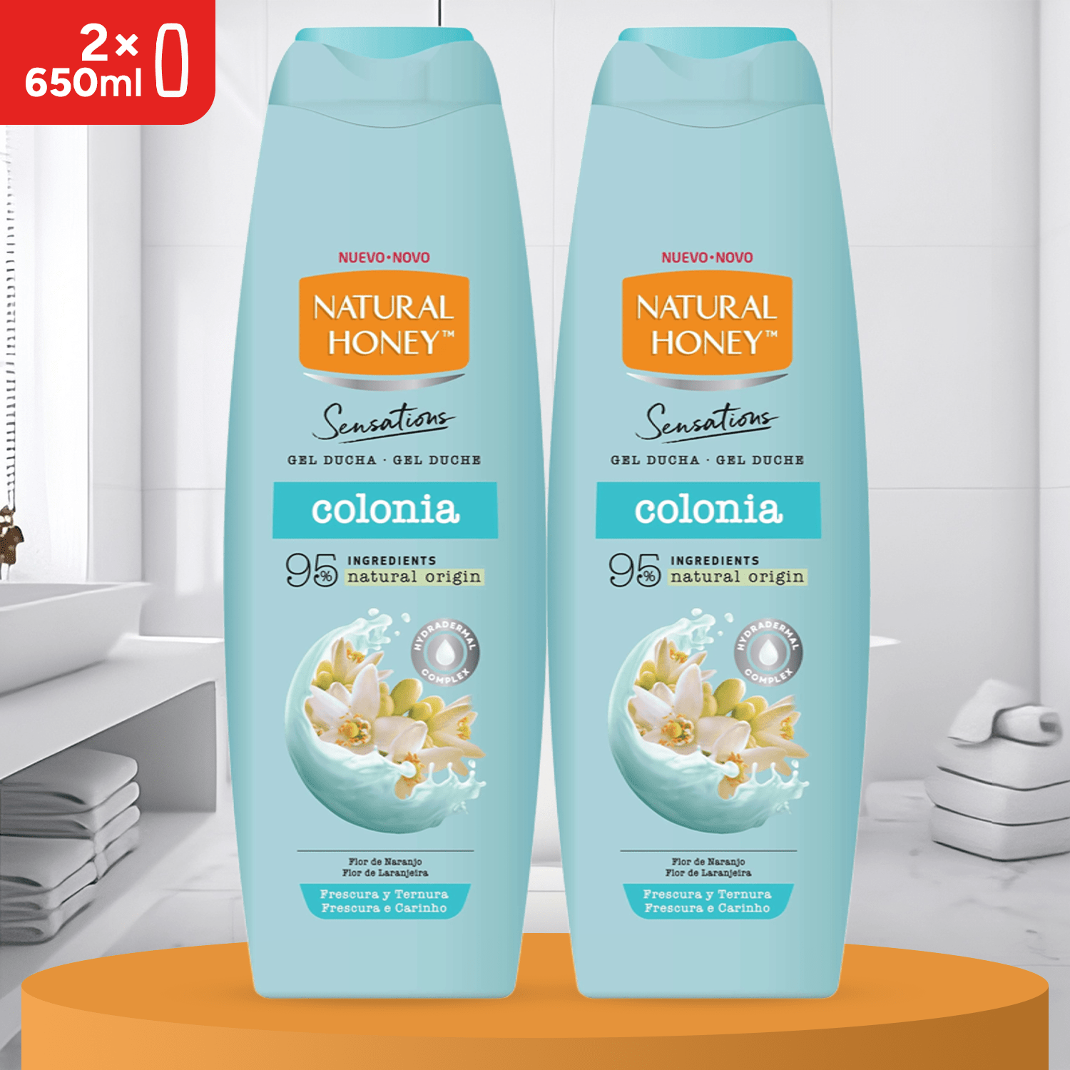 TEMU Natural Honey, Gel de Ducha con de Flor de y Complex para una Piel , Radiante e Hidratada, Refrescante y Delicado, Línea , 650 ml