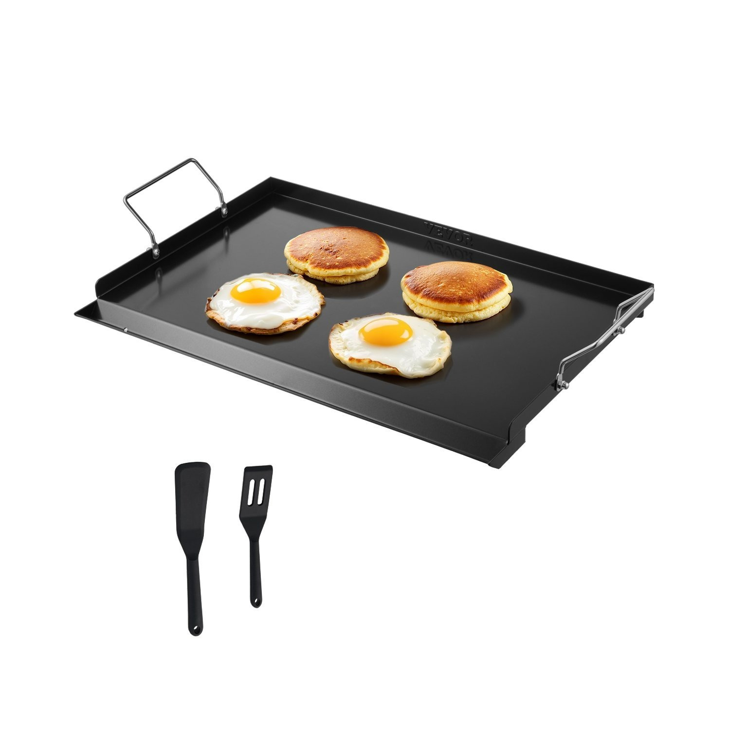 Image of Vevor Carbon Steel Griddle, 24x16 Inch Universal Flat Top Rectangular Plate, Gas Grill Griddle For Bbq Grill, Teppanyaki, Portable Family Cookware With Handle, For Camping Tailgating Party
