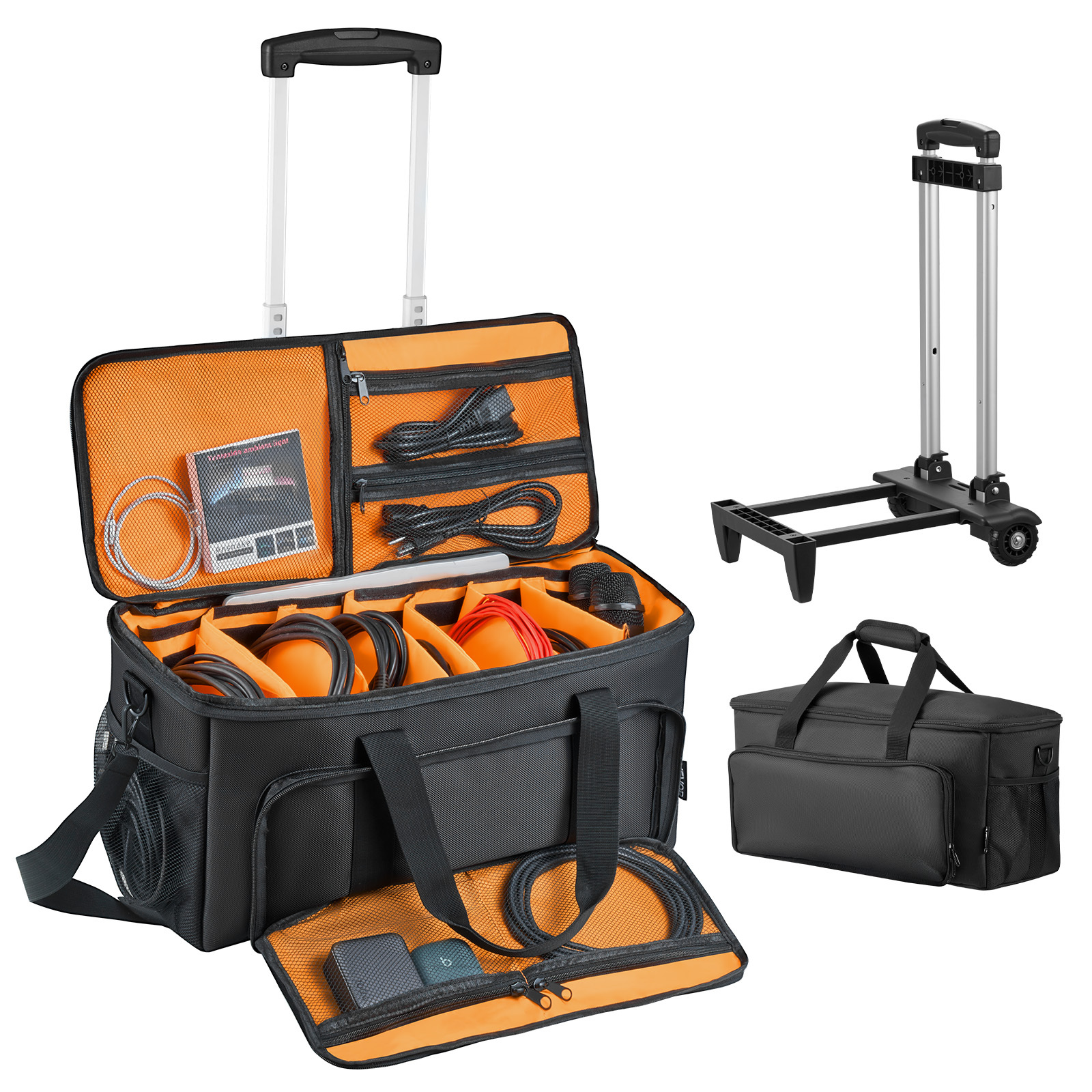 Image of Vevor Rolling Bag, 1680d, Padded File Gig Bag With Wheels, 6 Detachable Divider, Travel Storage Music Gear Case, For Professional Dj Gear, Musical Instrument And Accessories, Sound Equipment