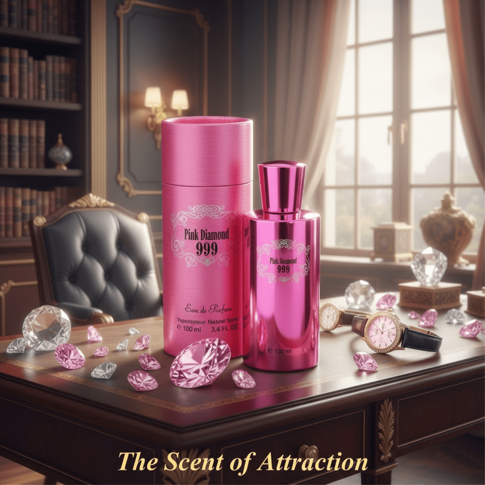 TEMU Long Ladies Perfume With & Fruity Notes – Pink Diamond 999 Edp Fragrance For Women 100ml – Elegant Spring Flower Scent Featuring , Jasmine, Rose