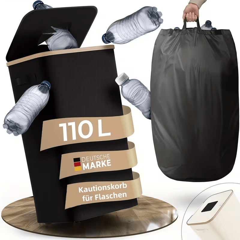 E-shop 110L Strapazierfähiger Aufbewahrungskorb aus Stoff-freiem Material mit großem Fassungsvermögen, Deckel & abnehmbarer Tragetasche –