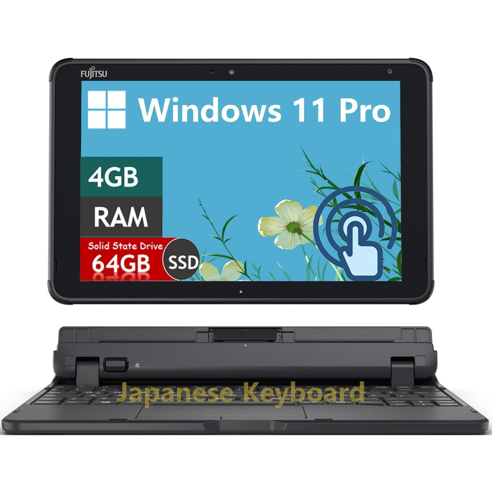 Fujitsu Tablet Q5010 2 In 1 Touchscreen 10.1", Celeron N4020, 4 Gb , 64 Gb Ssd, , Pro