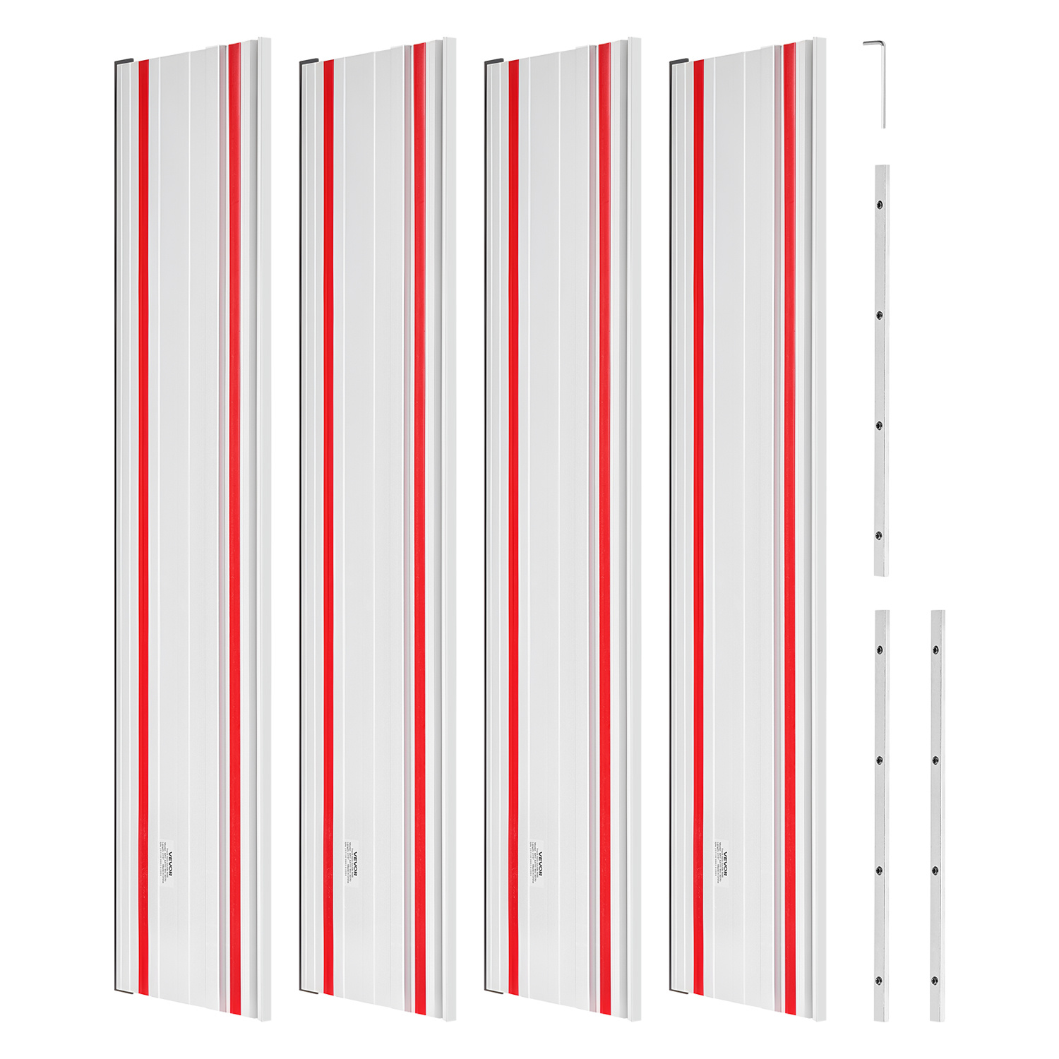Image of Vevor Track Saw Guide Rail, 2794 Mm Cutting Range, Kit Includes 2 X 698.5 Mm Aluminum Extruded Guide Rails And 3 Connectors, Compatible With Makita, Festool & Wen Track Saws, For Woodworking Projects