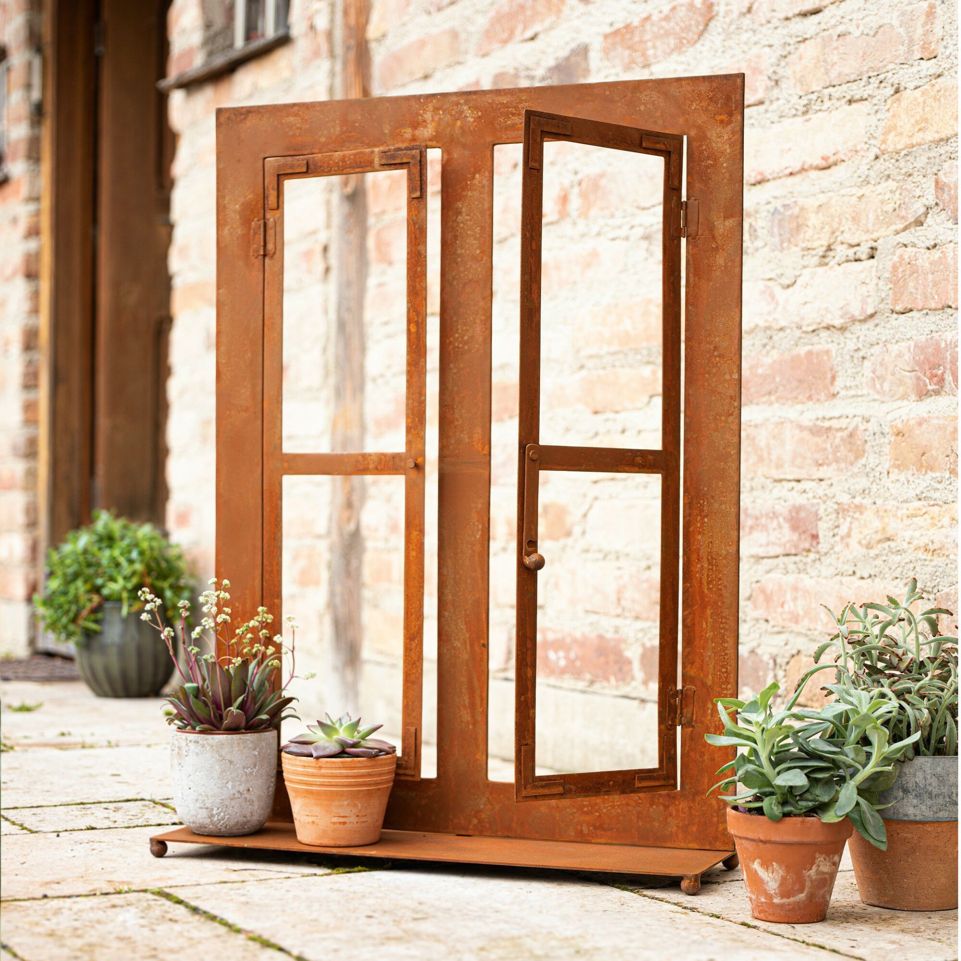 Metal "window" Garden Decoration In Rusty Optic, 57x80 Cm Large, Window Frame, Mullioned Window, Outdoor Decor