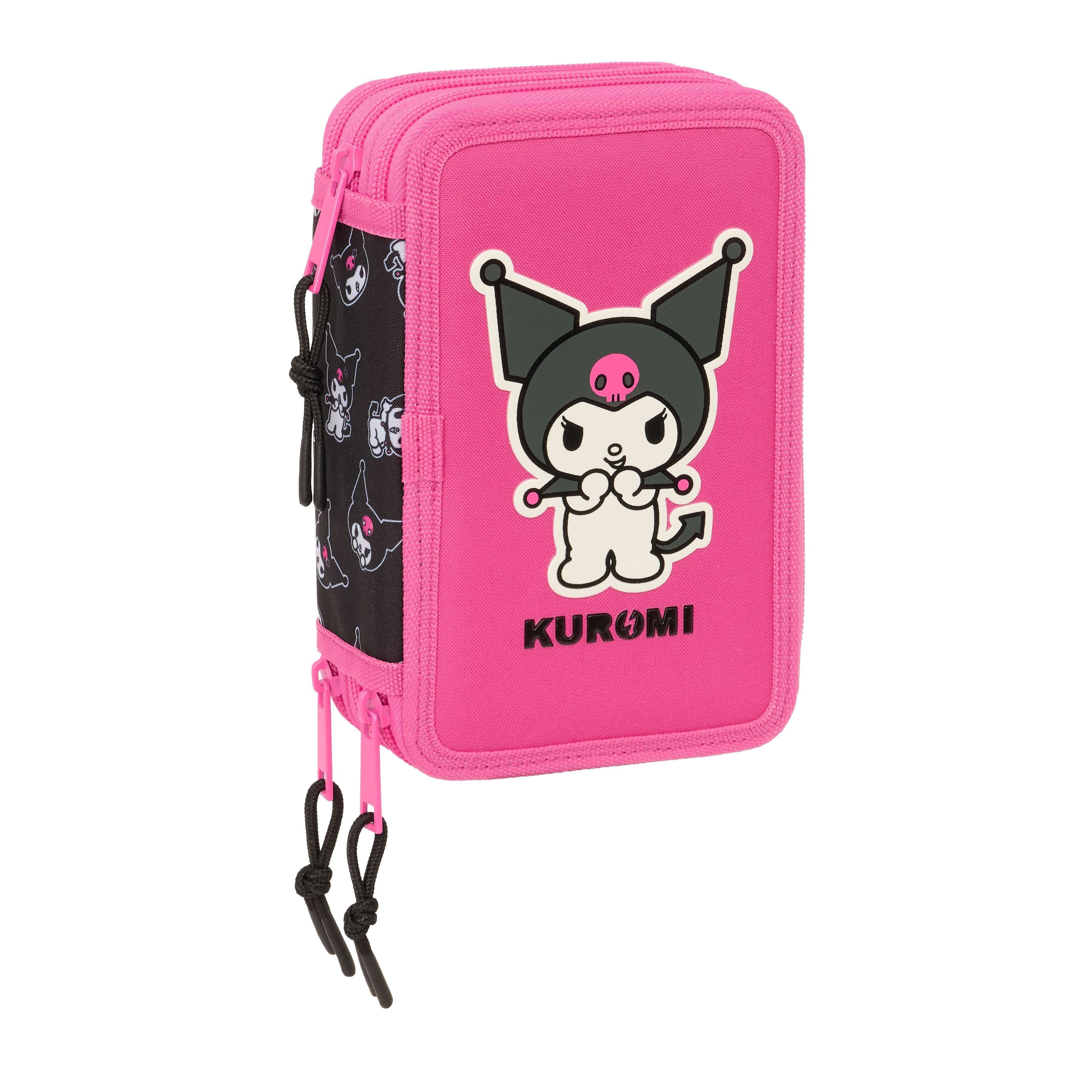 Kuromi Pencil Case, Pouch, Folder, Pencil Bag, School Pencil Case, Hello Kitty & Mascot, 37-piece Set, 3 Compartments, 3-layer Filling