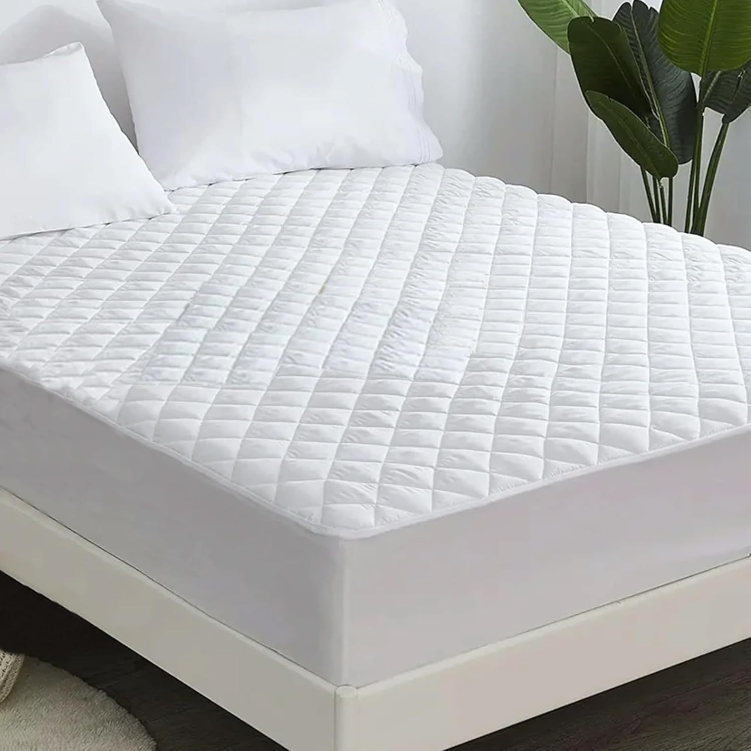 TEMU Protector de colchón acolchado extra | Elástico ajustable 30 cm, lavable a máquina, juego de cama liso ( de almohada no incluida)
