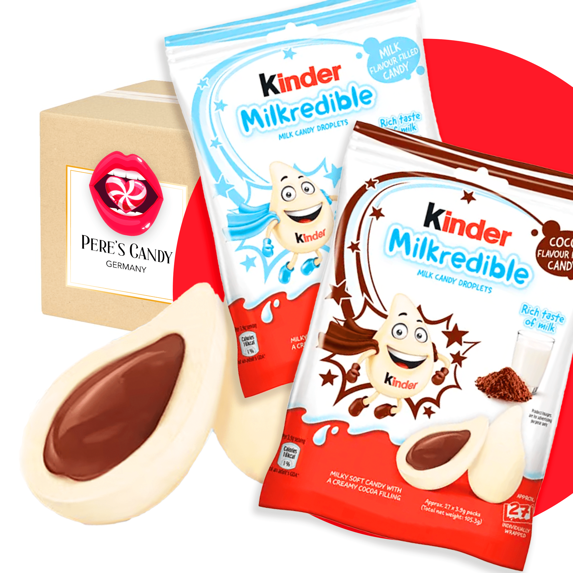 Image of 2nd Big Pack - Kids Milkredible - Milk Candy Droplets - 1 With Cocoa Filling And 1 With Milk Filling - 2x 46.8g