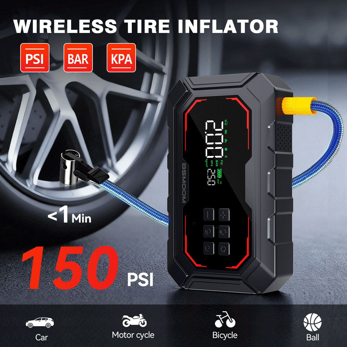 Pornitor auto 8000A cu compresor de aer, pompă de umflat anvelope fără fir, demaror de baterie cu power bank și lanterne LED, cutie de pornire auto 12V pentru toate vehiculele pe benzină sau diesel de 10.0L