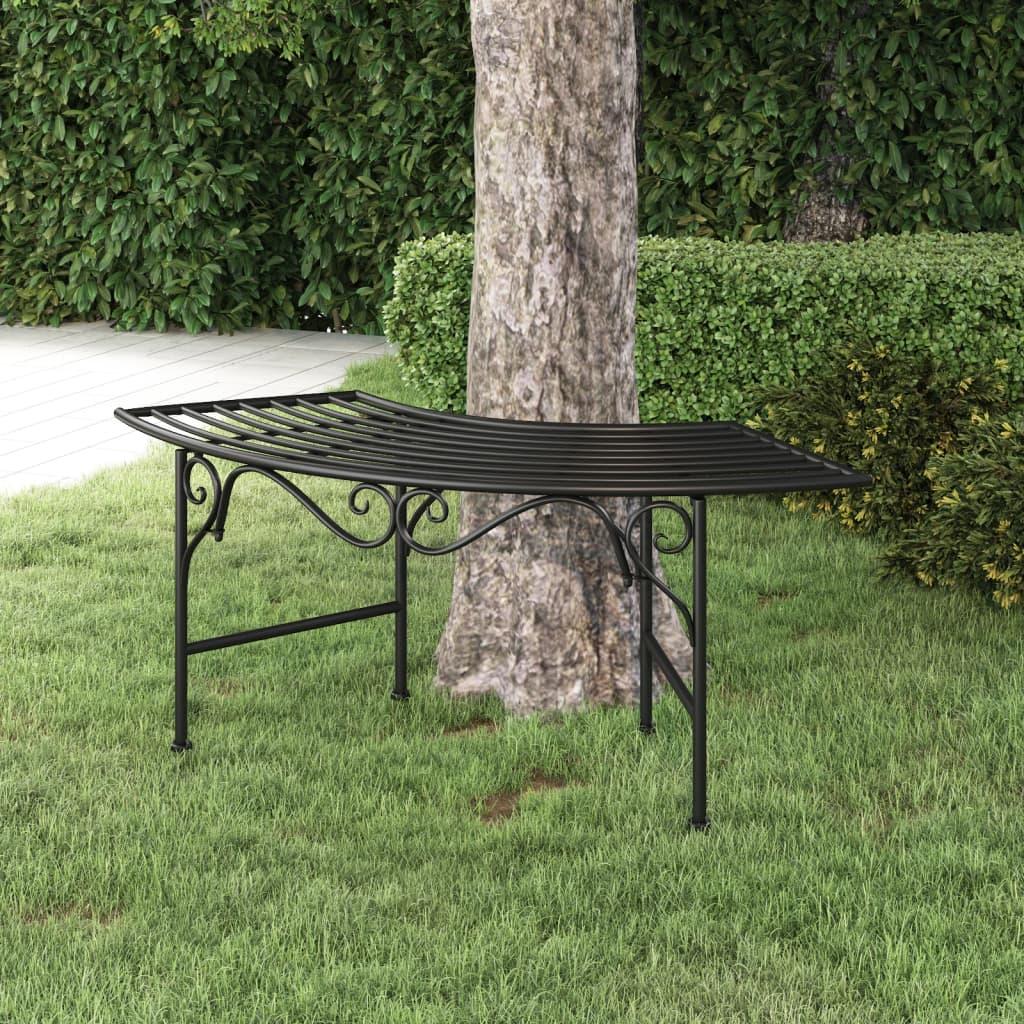 Image of Vidaxl Tree Bench Garden Bench Park Bench Seat Round Bench Metal Bench Garden Furniture Patio Bench 113cm Black Steel