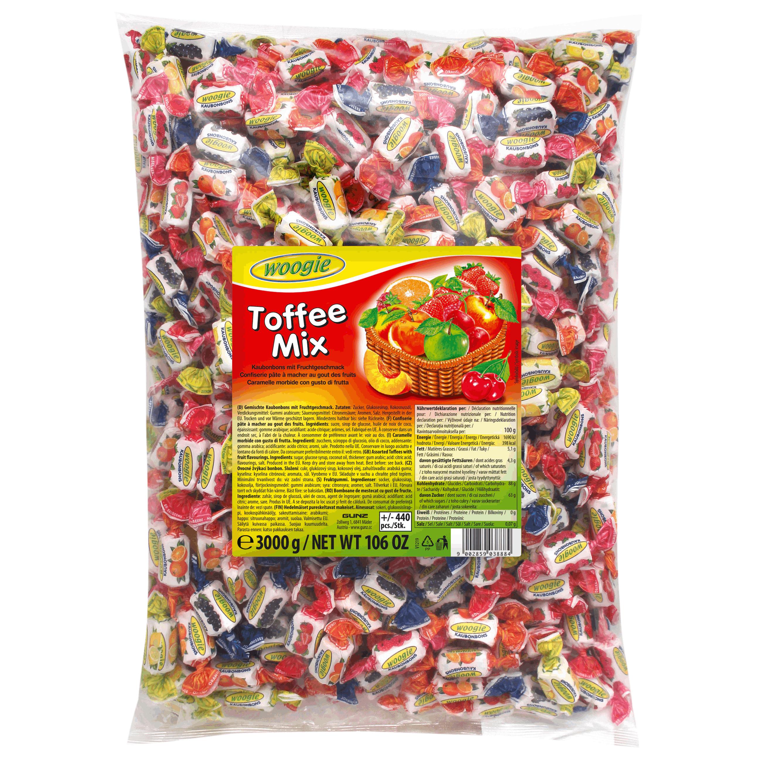 Woogie Chewy Toffee Mix - Colorful Candy Mix - Ideal For Halloween & Carnival Throwing Material - 3 Kg
