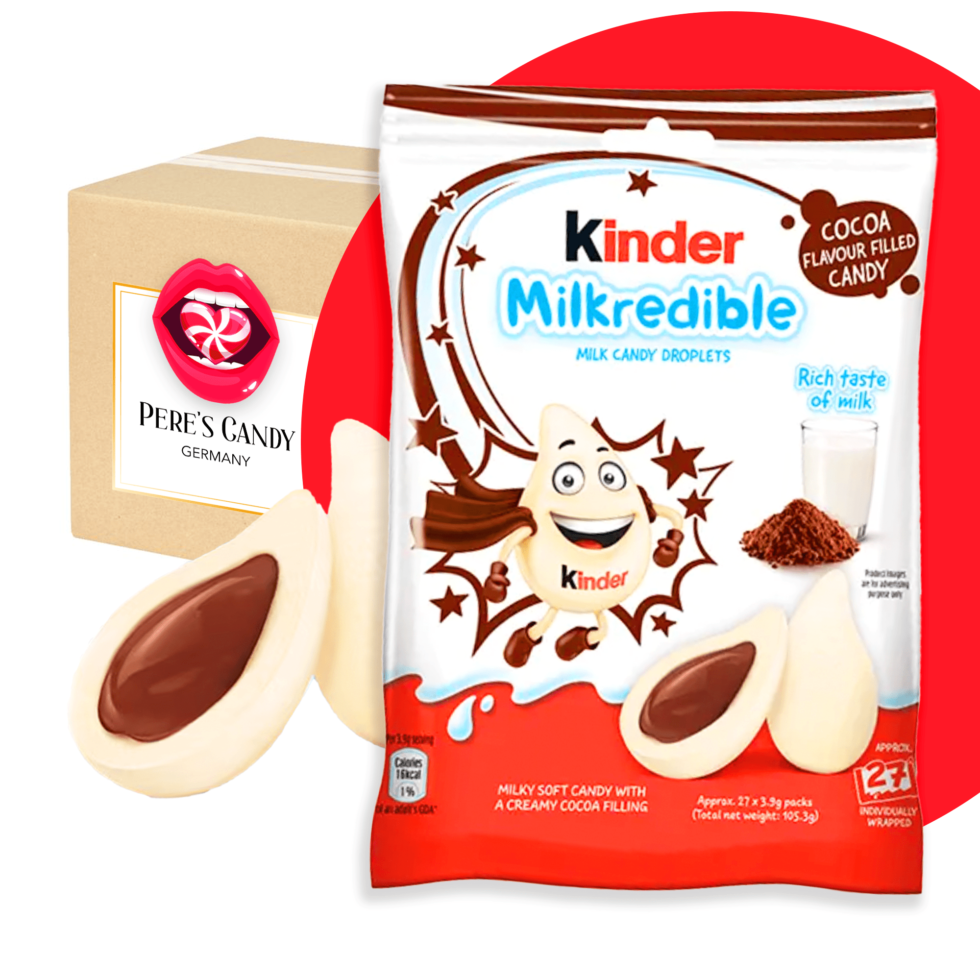 Big Pack - Kinder Milkredible - Milk Candy Droplets - With Cocoa Filling - 46.8g