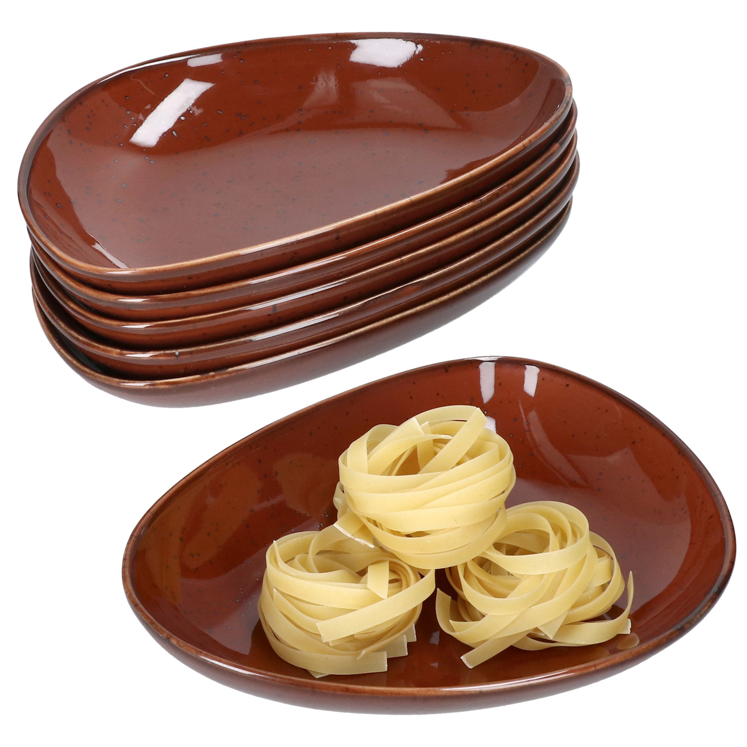 Image of 6pcs Set Of Soup Plates Marron Taste – 211528