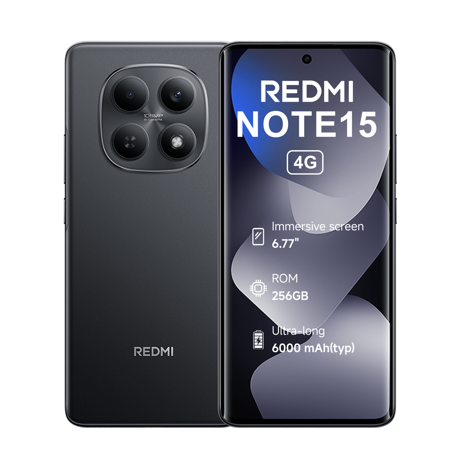 Xiaomi Note 15 Smartphone 4g, 6.77" Fhd+ Display, 108 Mp Camera, Long 6000mah, Black (charger Not Included)