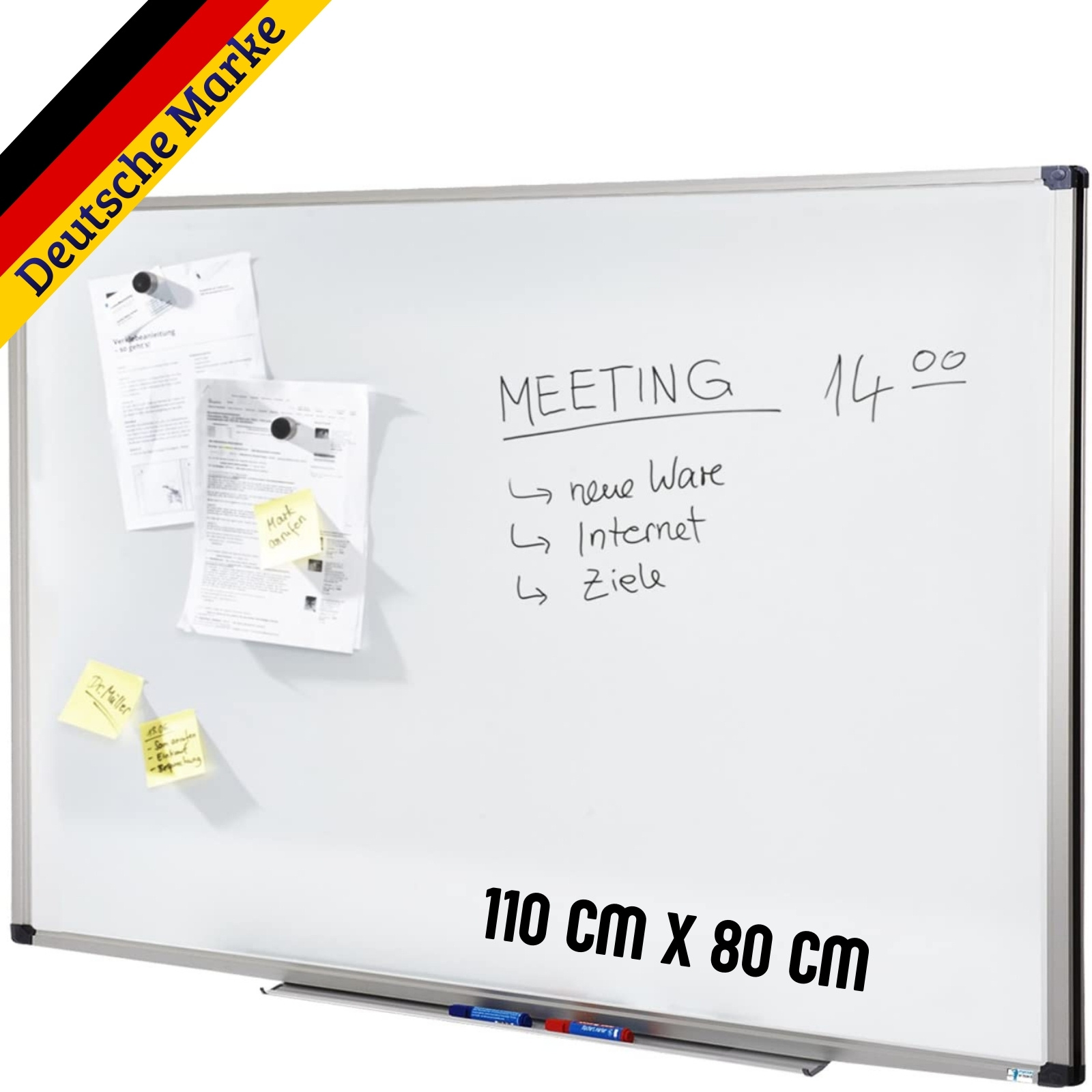 Karat Magnetic Whiteboard With Aluminum Frame – Removable Pen Holder – Scratch-resistant & Dry Erasable – Magnetic Board For Office, Home And School – Portrait Or Landscape Format