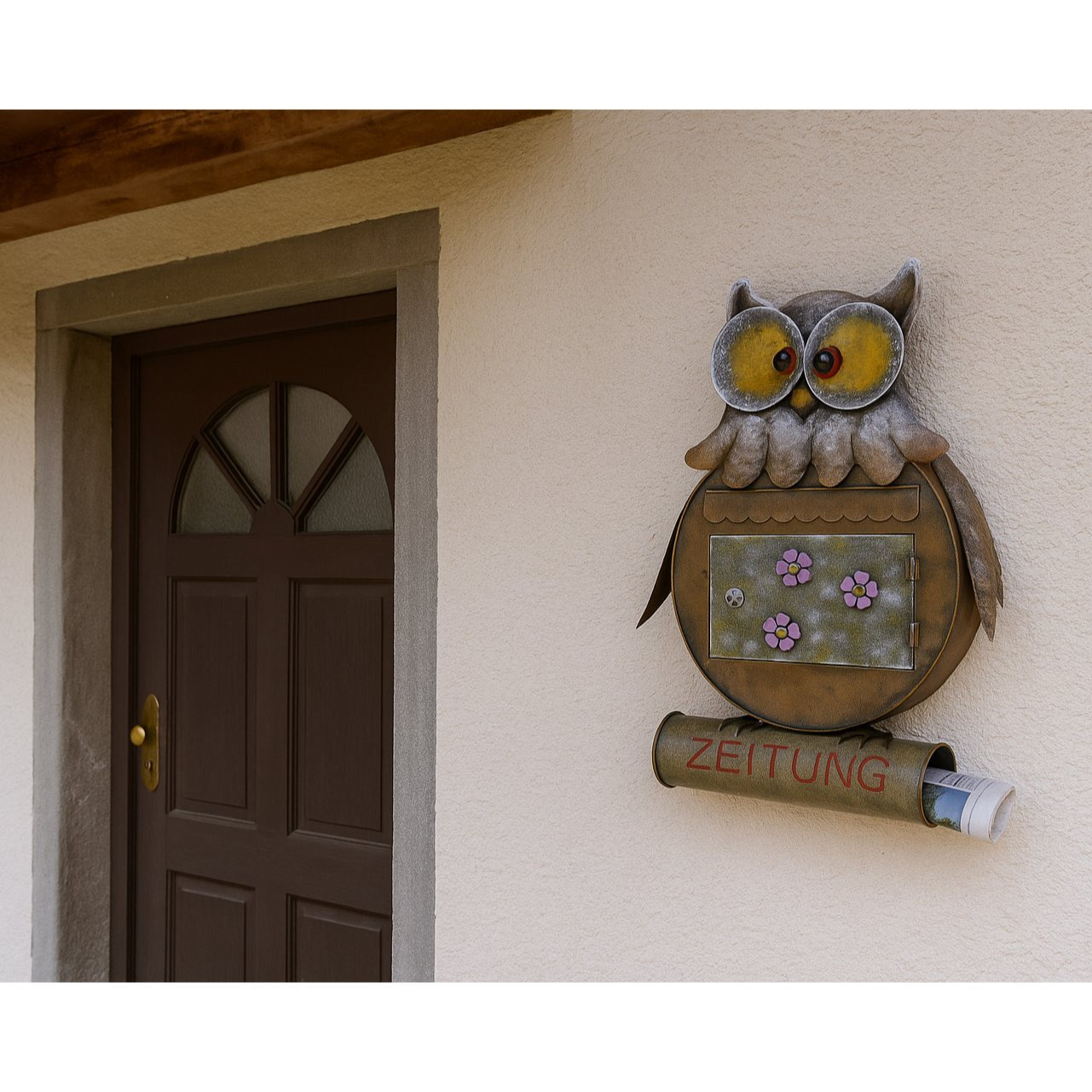 Image of Metal Mailbox With Newspaper Compartment & Lock – Decorative Wall Mailbox For House & Garden