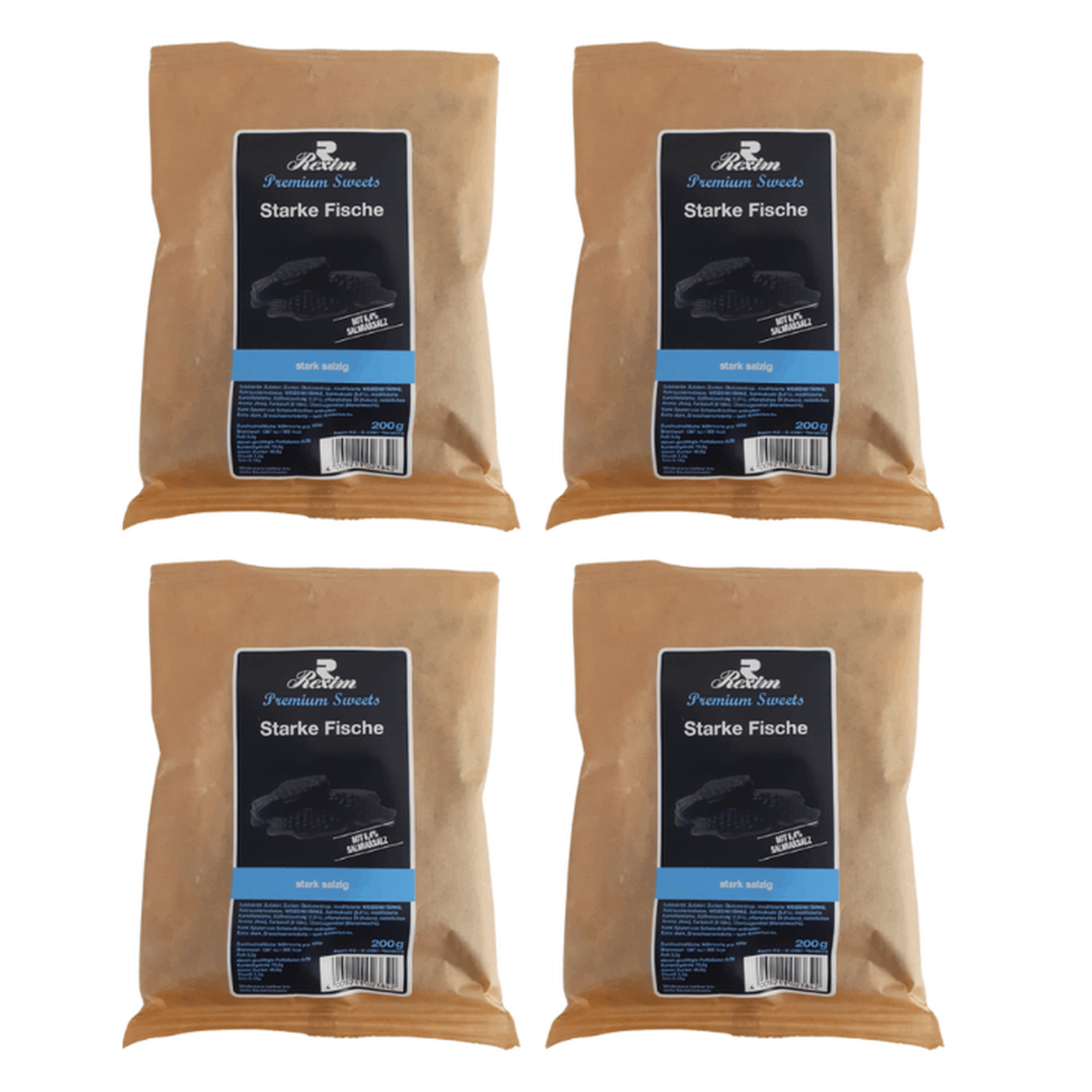 Rexim Premium Sweets Strong Fish 4 X 200g | Salt Licorice