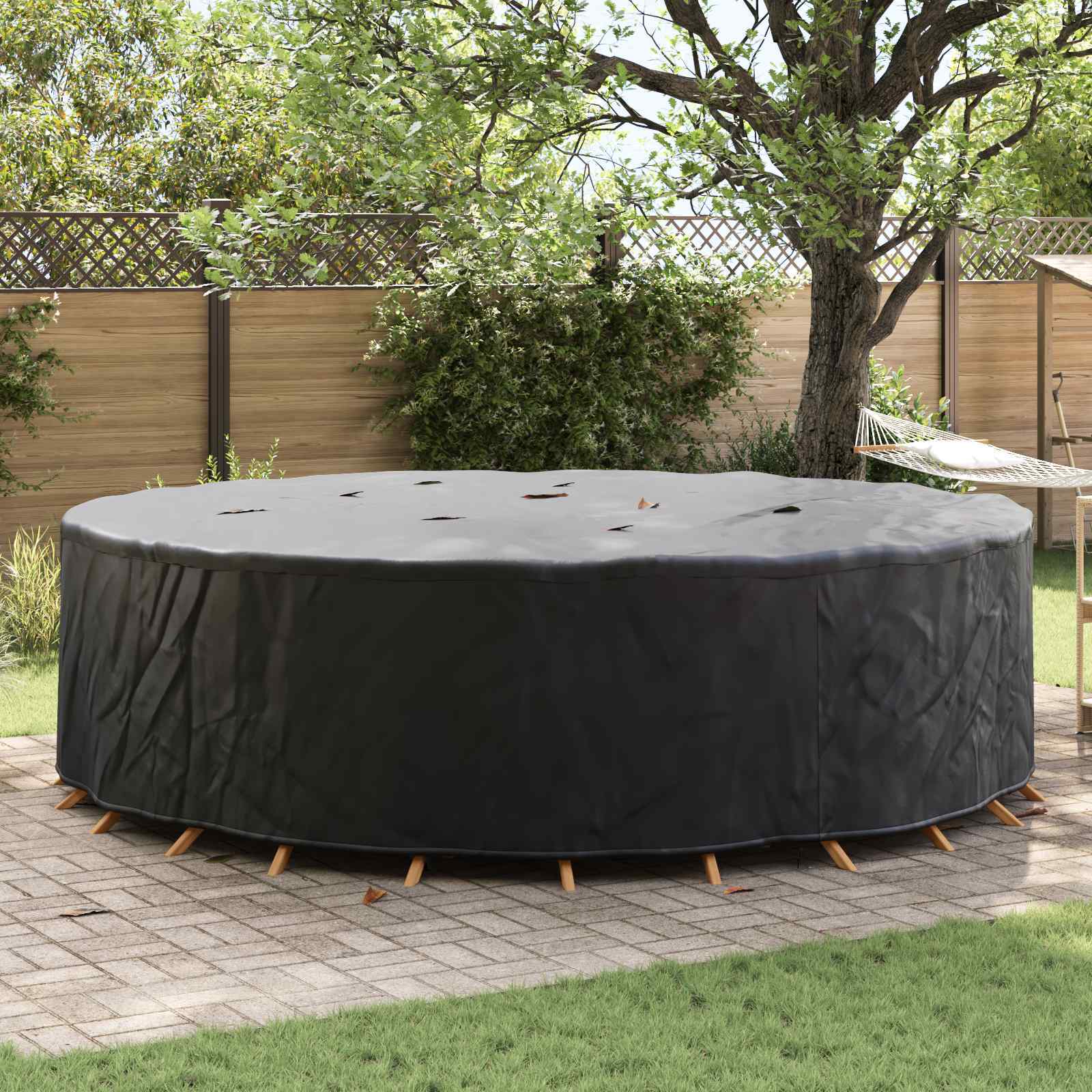 Image of Vidaxl Garden Furniture Cover Black 320 X 320 X 85 Cm 420d Fabric, Garden And Patio Furniture, Round Cover, Durable Weather Protection, Uv-resistant, For Terrace