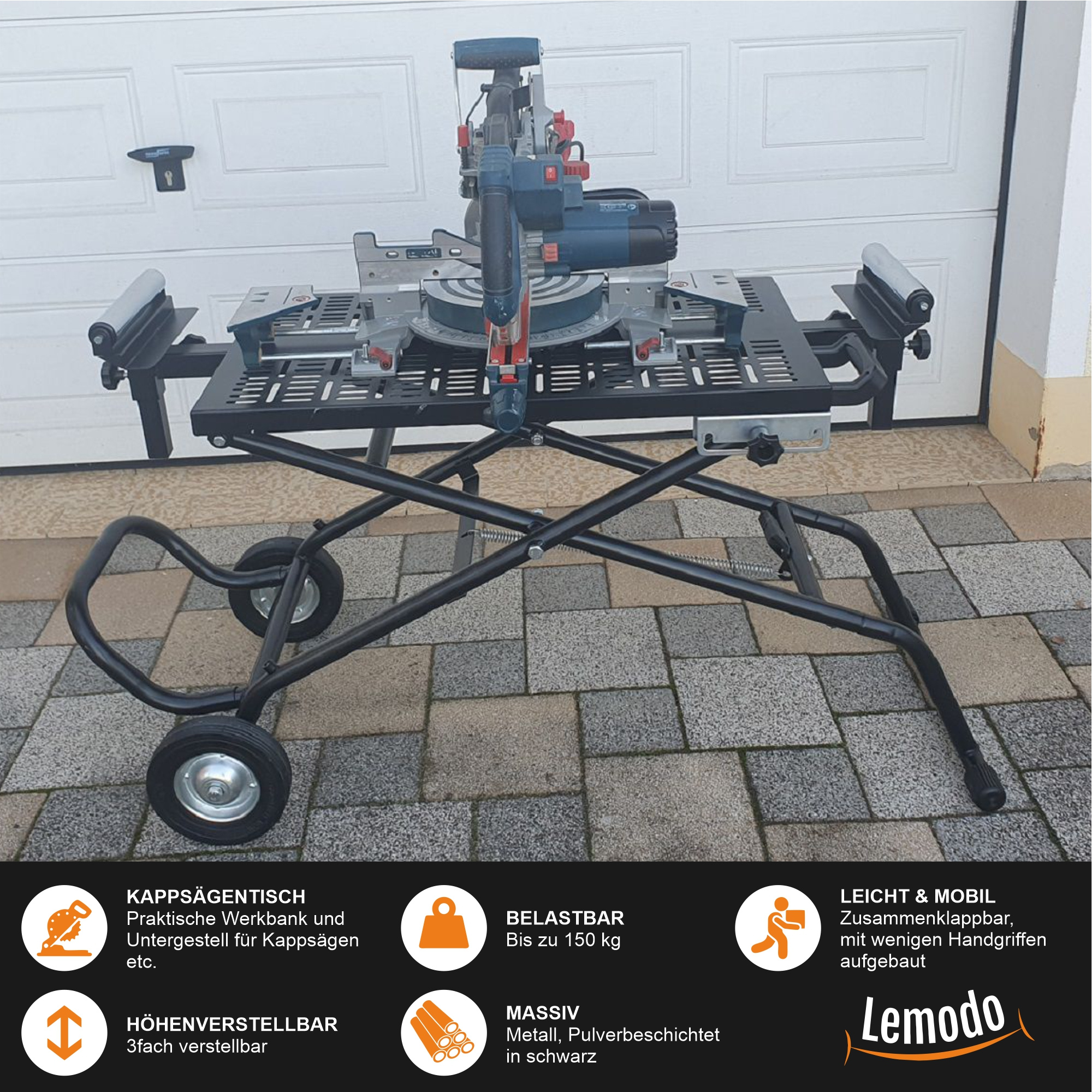 Foldable Workbench, For Crosscut Saws, Mobile Work Table