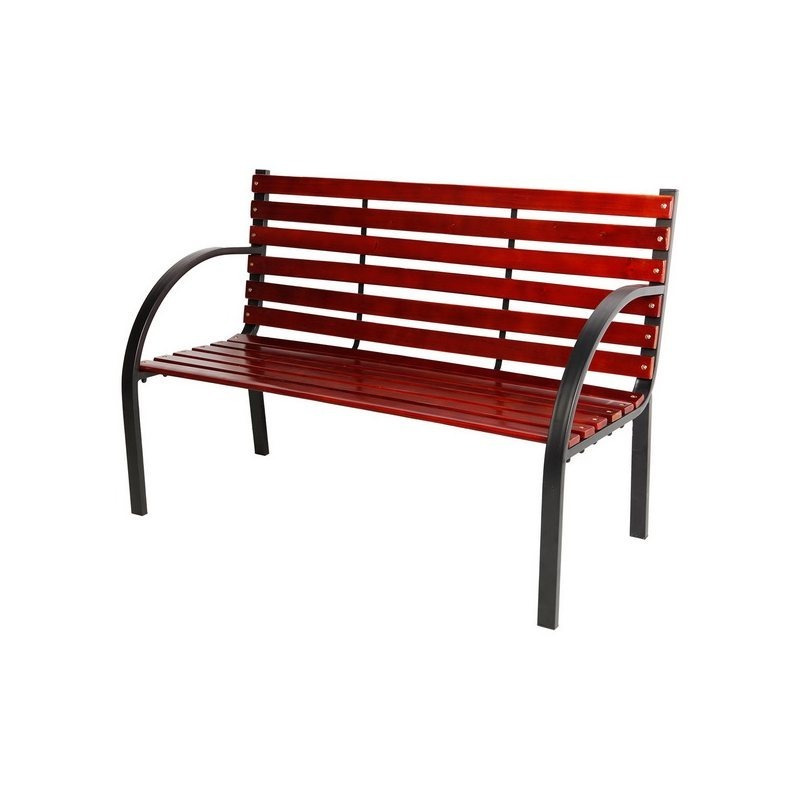 Image of Park Bench 122 X 60 X 80 Cm Garden Bench With Backrest And Armrest, Outdoor Furniture, Resting Bench, Courtyard Bench, Seating For 2 The Garden, Park, Or On .