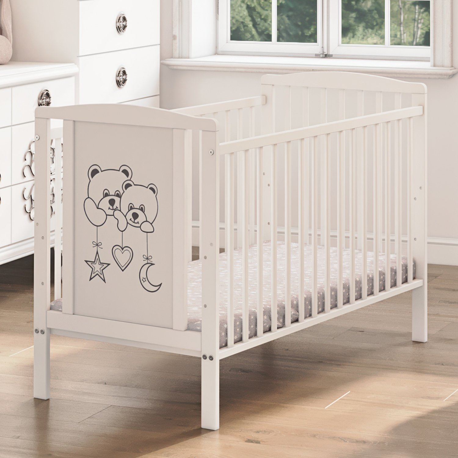 E-shop Kinderbett aus Holz 60x120 cm – Zwei Bären – ohne Matratze