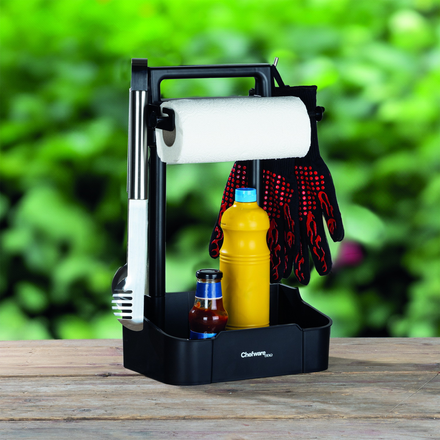 Image of Grill Butler For Grill Utensils With Paper Towel Holder / Bbq Grill Accessory Organizer With Hooks For Hanging Grill Utensils