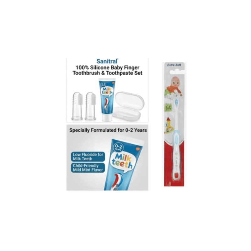 Sanitral Complete Baby's First Toothbrush Kit, 3-Piece Set