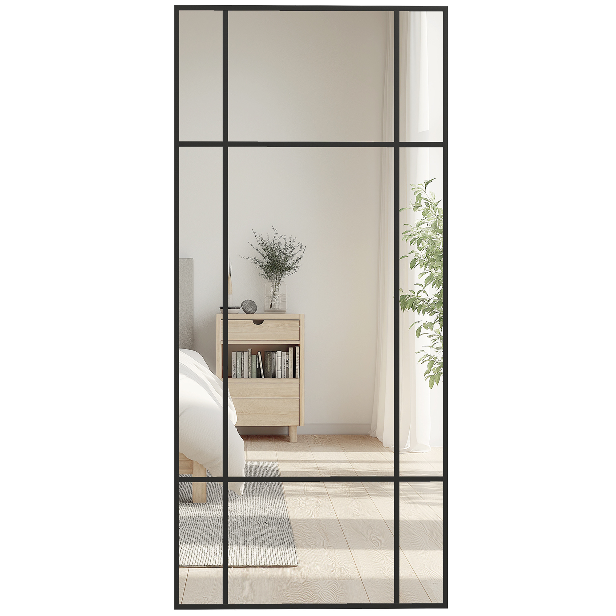 TEMU HOMCOM mural verrière rectangulaire style fenêtre, horizontal ou vertical avec 4 crochets, en métal noir - 110x50 cm