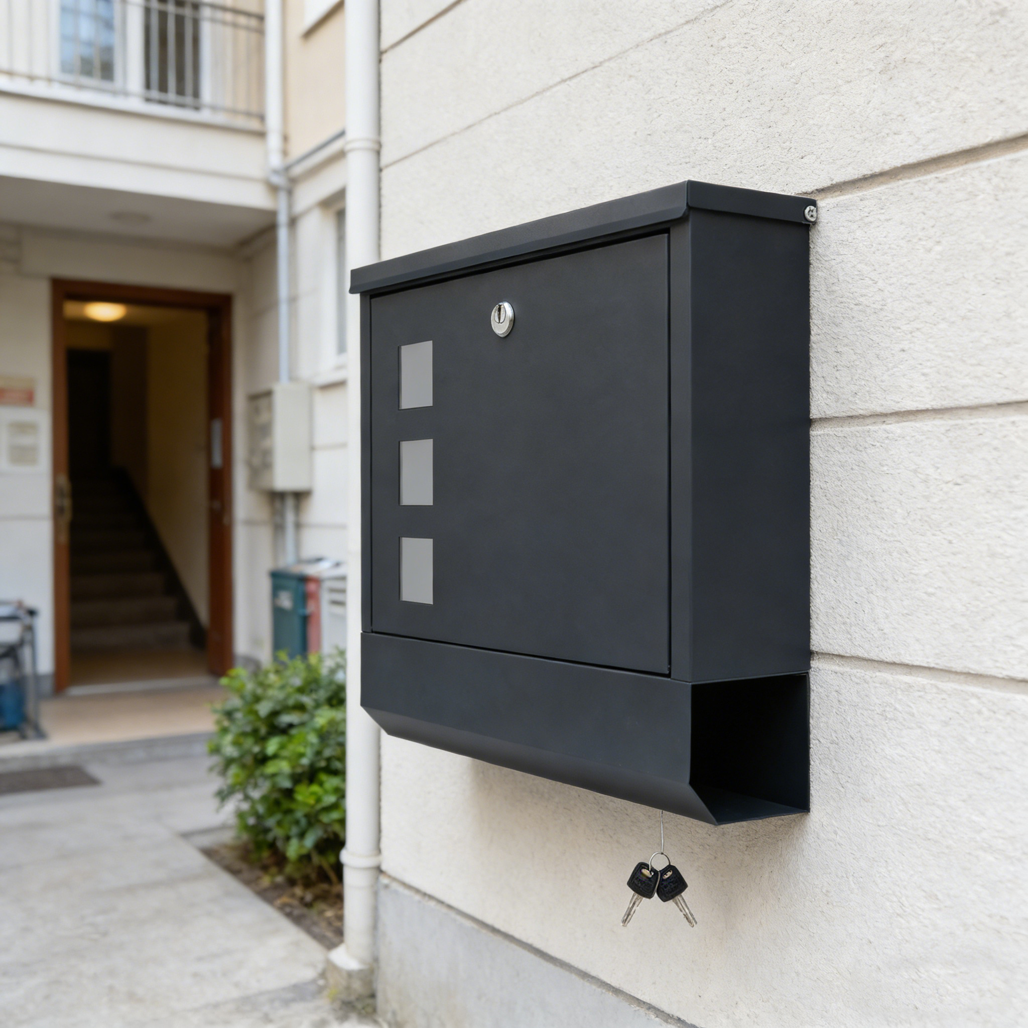 Image of Xl Wall Mailbox C4 Mailboxes With Newspaper Compartment And 2 Keys And Lock Large Mailbox 9 X 31 X 35 Cm