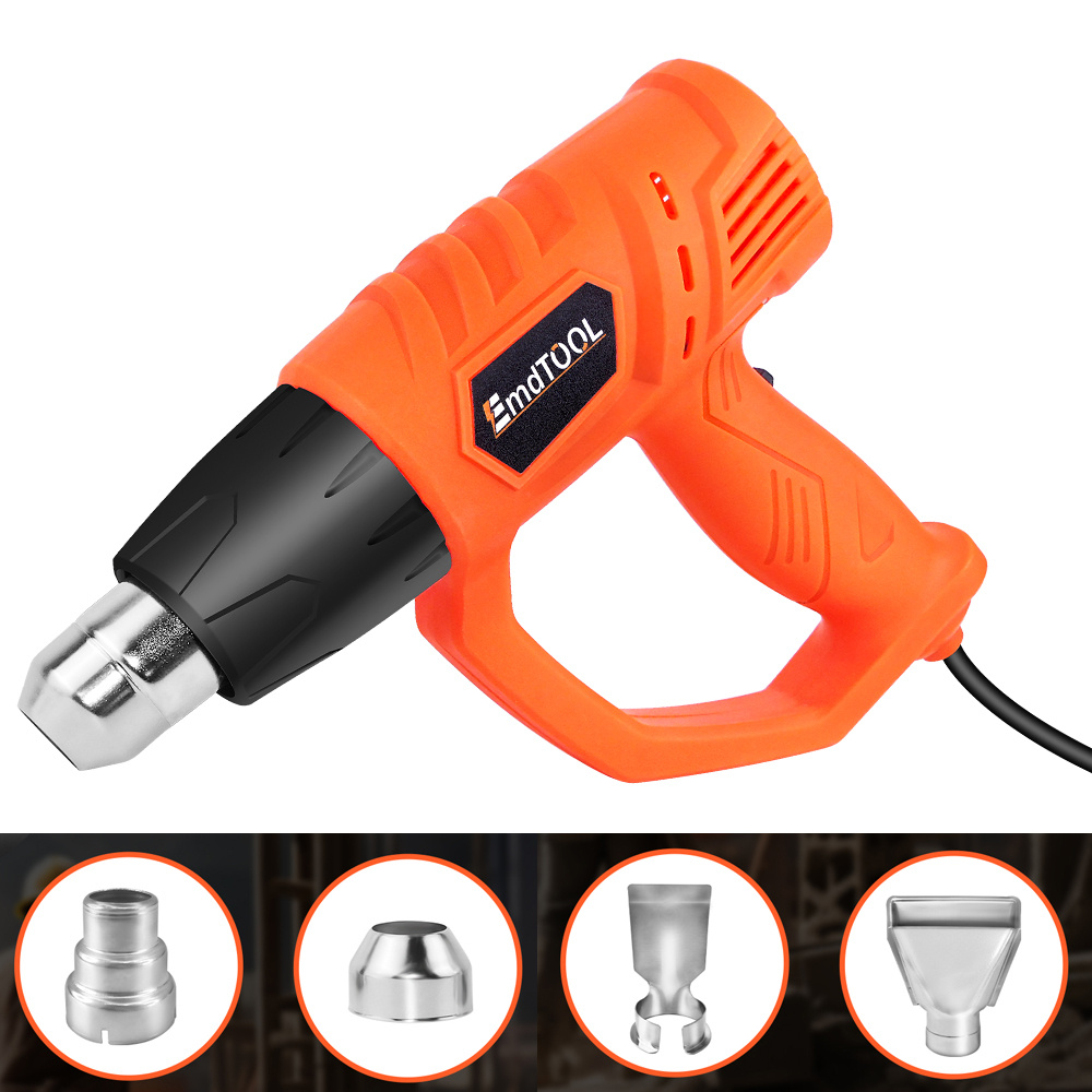 E-shop Heißluftpistole 2000W Heißluftgebläse Dual Hoch-/Niedrigtemperatur 300°C & 600°C, Luftmenge 300L/min & /min, Heißluftfön mit 4 Düsen