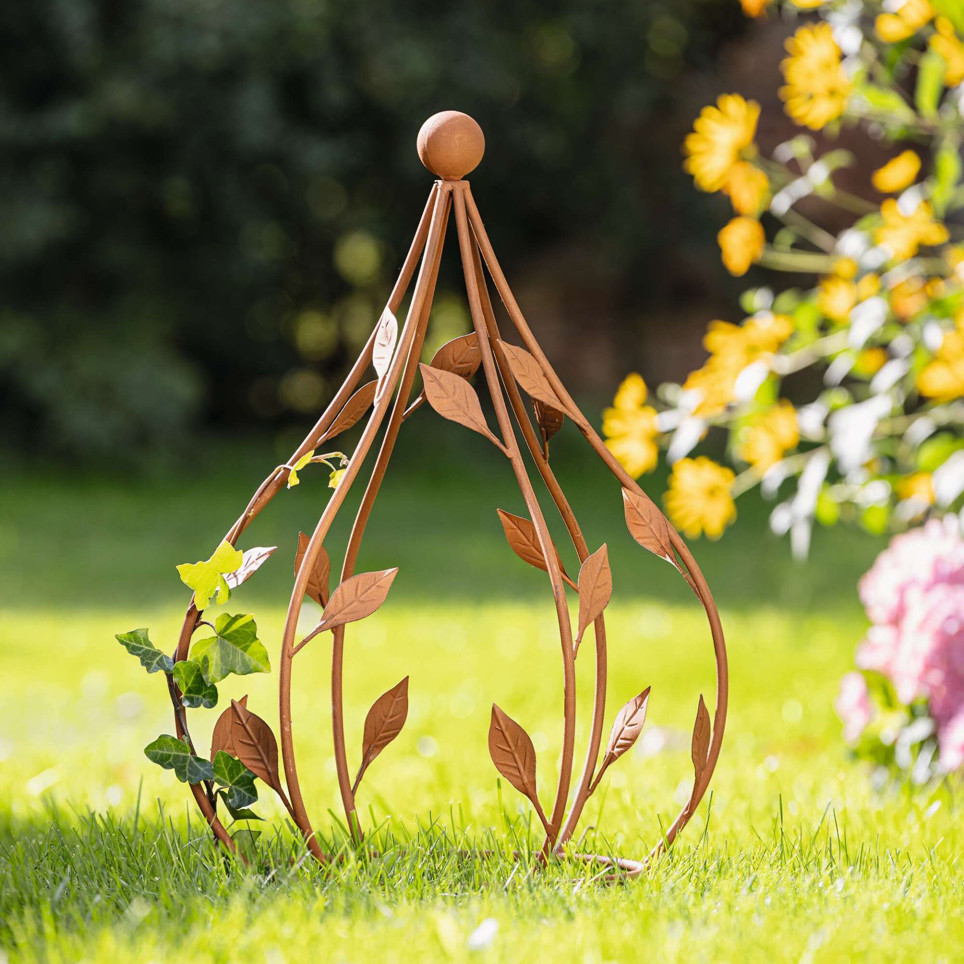 Plant Support "leaves" In Cone Shape, Metal In Rust Optic, Garden Stake, Plant Cone, Plant Frame