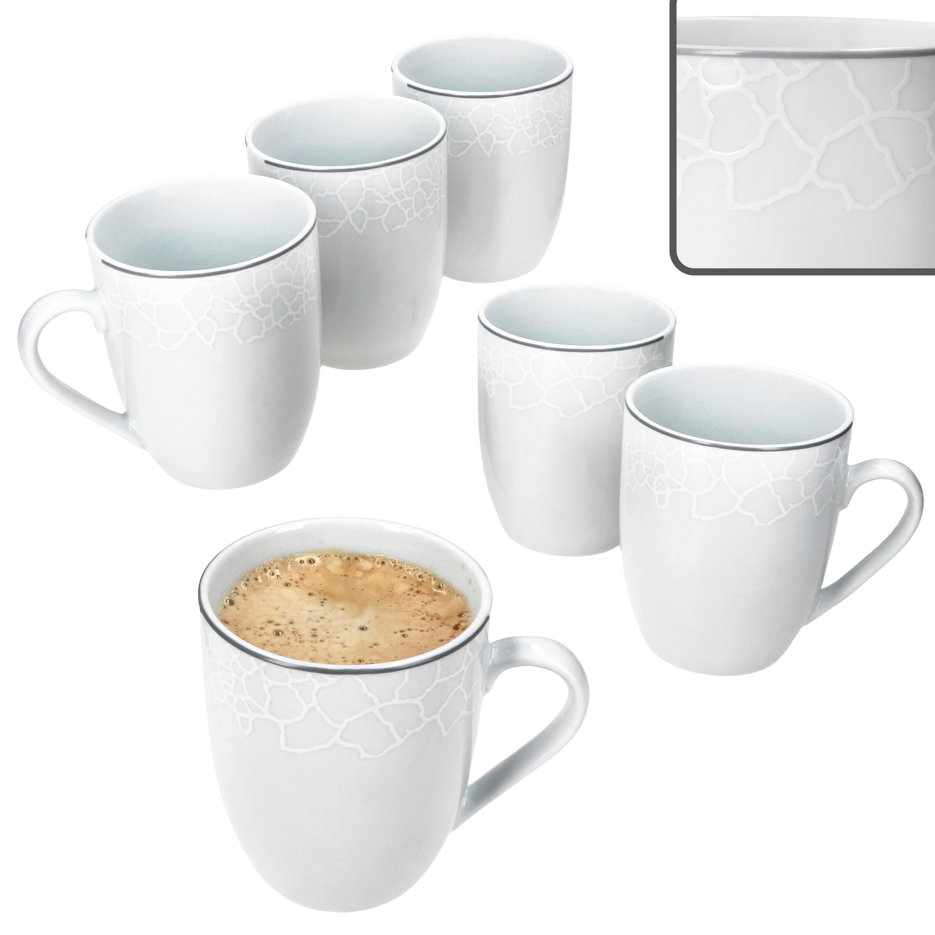 E-shop 6er Set VENEDIG Kaffeebecher aus Porzellan für 6 Personen