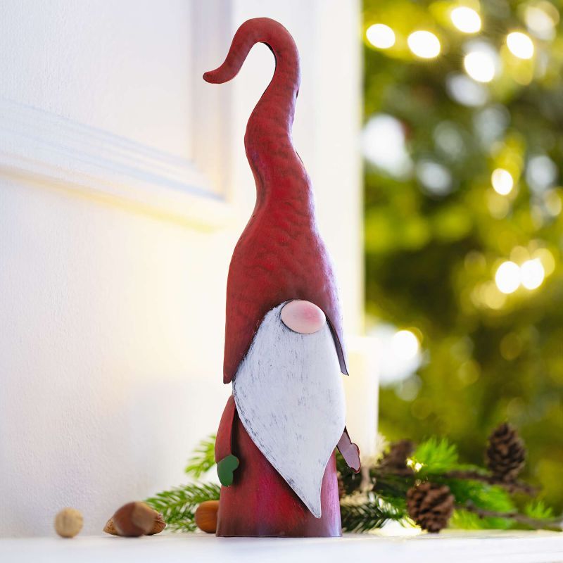Metal Decorative Figure "wichtel" 31 Cm High, Red, Christmas Elf, Santa Claus, Christmas Decoration