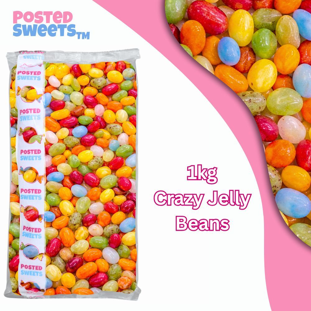 TEMU Crazy Jelly Beans 1kg Bulk Bag – Assorted Fruit Flavoured Jelly Beans – Pick & Mix | Posted Sweets