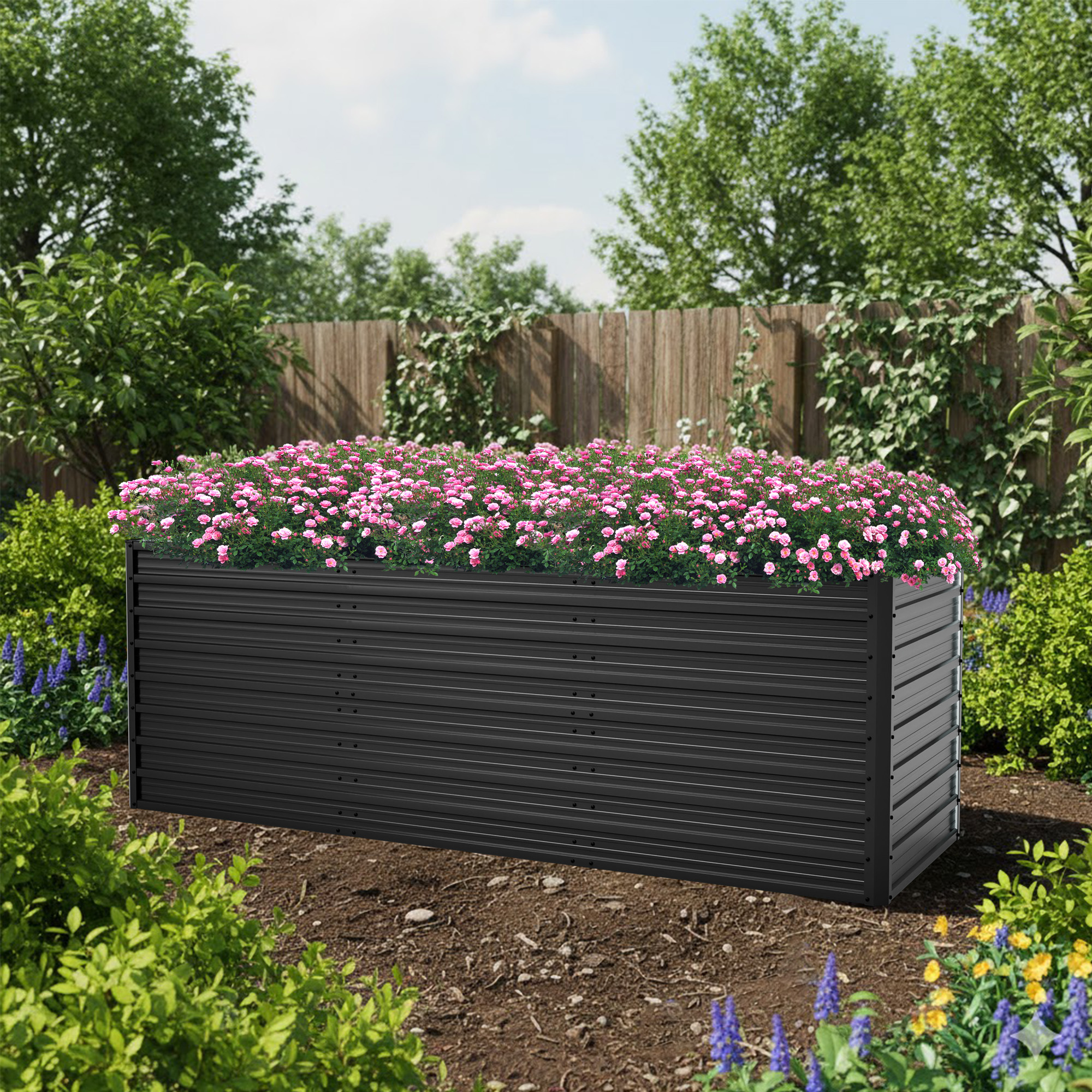 E-shop 238X80X82 cm DIY Metall-Hochbeet-Setplatten, Pflanzbeetplatten, Blumenbeete und Pflanzkübel; Garten-Hochbeetplatten, Gemüsehochbeete, geeignet