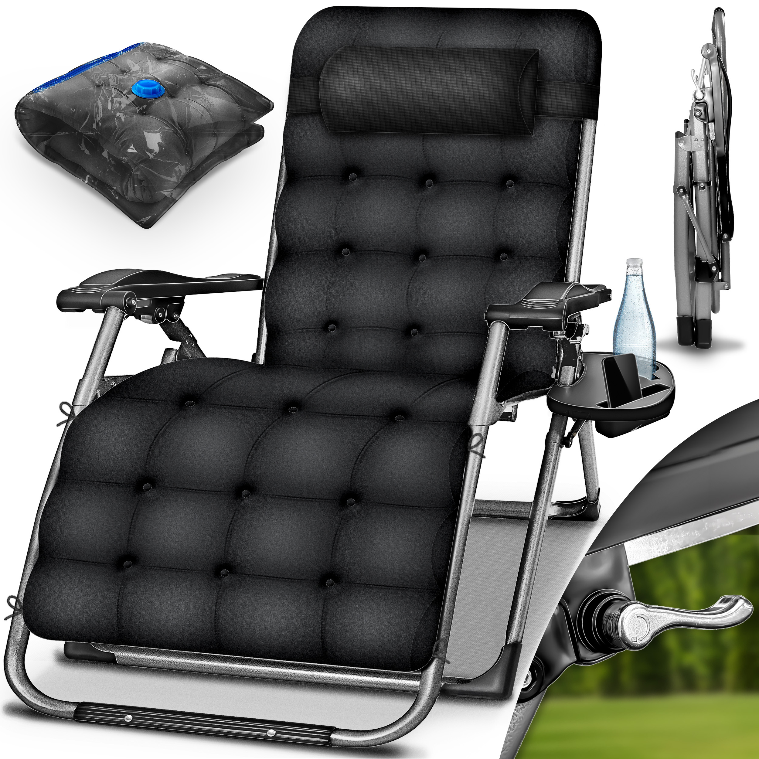 TEMU Tillvex® Tumbona Reclinable Plegable 200Kg, Sillón de Sol para Jardín Exterior, Resistente a para , Jardín y , Ajustable con Acolchado ,