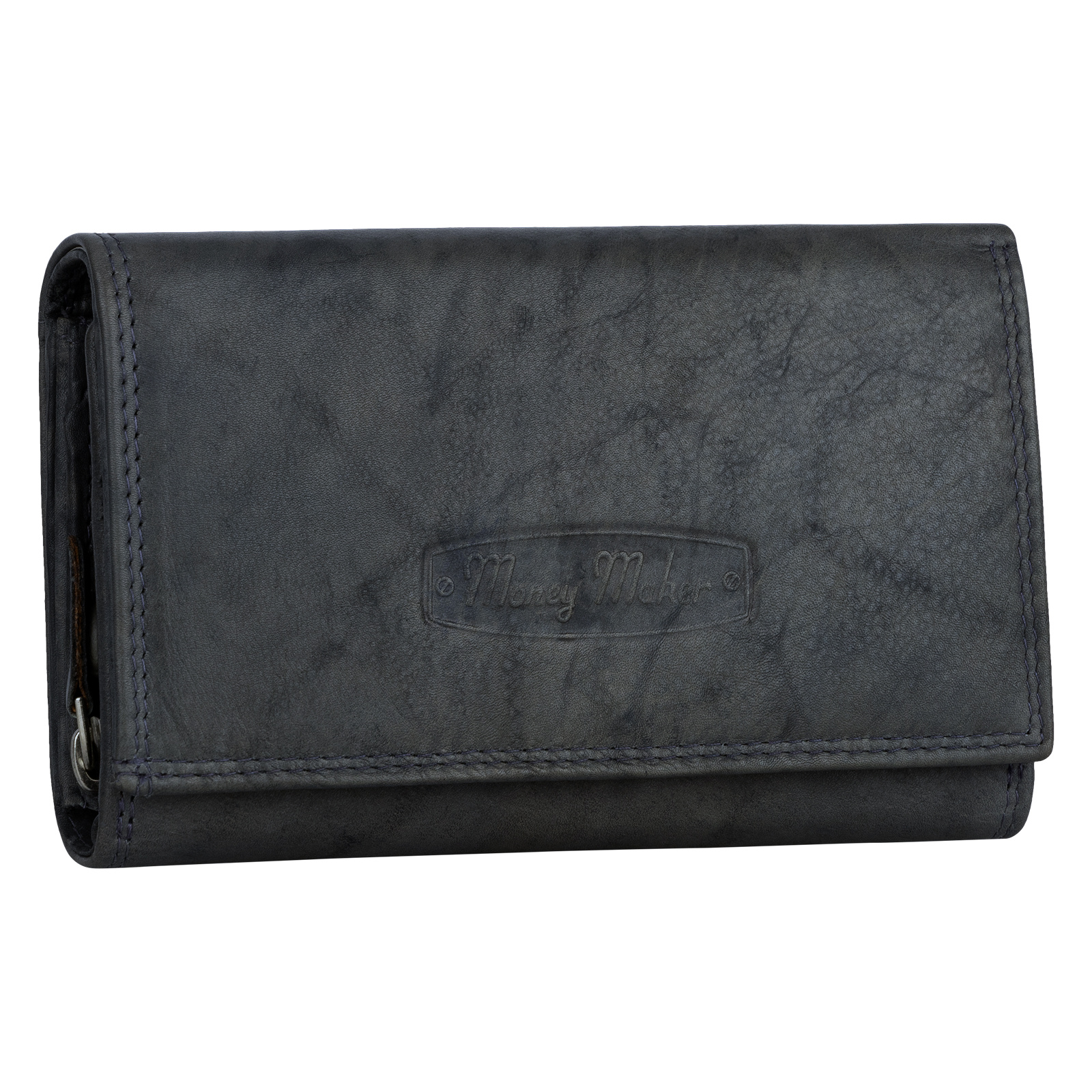 Image of Ladies' Wallet Rfid Wallet 12 Card Slots Ladies' Wallet Long Format Real Leather 12 Cards Gray-blue Dimensions: . 15.5 Cm X 9.5 Cm X 4 Cm (w X H X D)