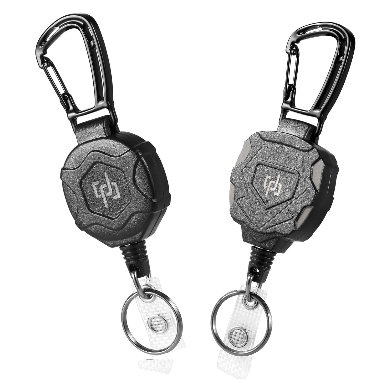 E-shop 2er-Pack einziehbarer Schlüsselanhänger mit strapazierfähigem Karabiner-Ausweishalter, taktische Ausweisrolle mit 81 cm langem einziehbarem