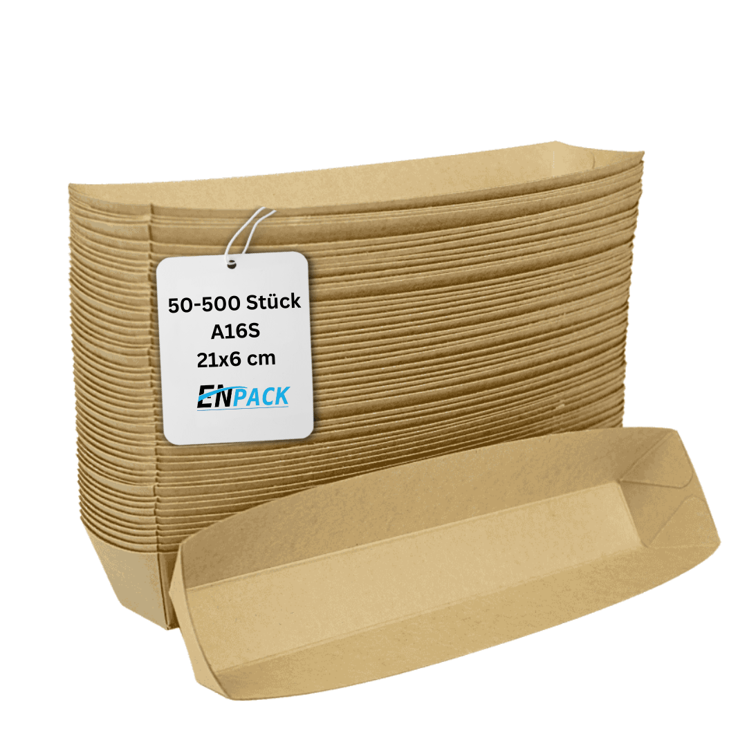 Image of Enpack Snack Trays A16s – 50 - 500 Paper Snack Boxes 6×21×4 Cm | Frikandel Tray, Tray, Snack Container | Disposable Paper Trays For , Catering &
